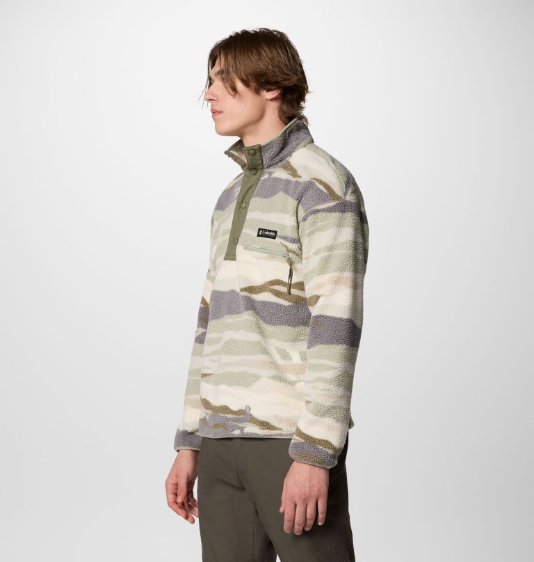 helvetia ii herren-fleecepullover mit print und halben druckknöpfen