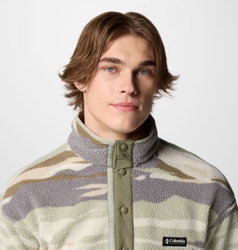 helvetia ii herren-fleecepullover mit print und halben druckknöpfen