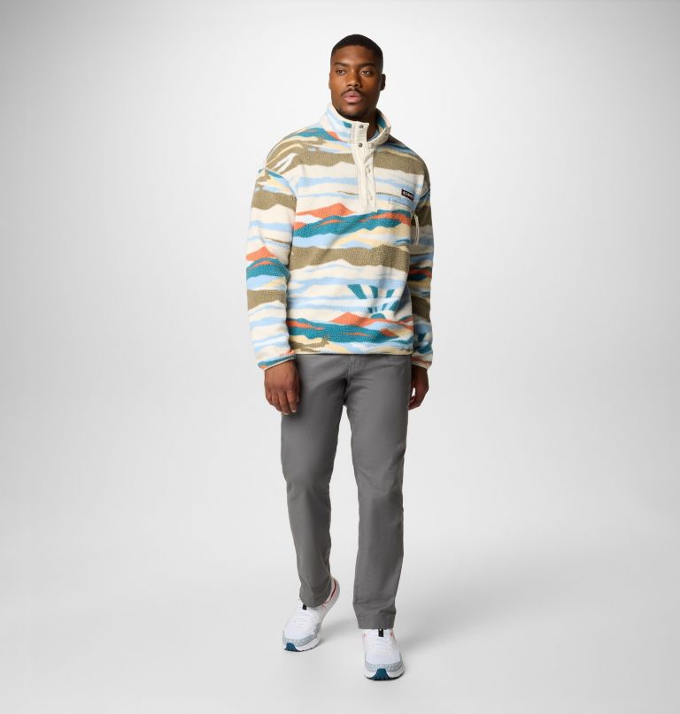 helvetia ii herren-fleecepullover mit print und halben druckknöpfen