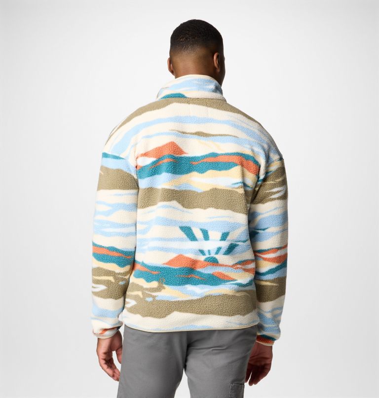 helvetia ii herren-fleecepullover mit print und halben druckknöpfen