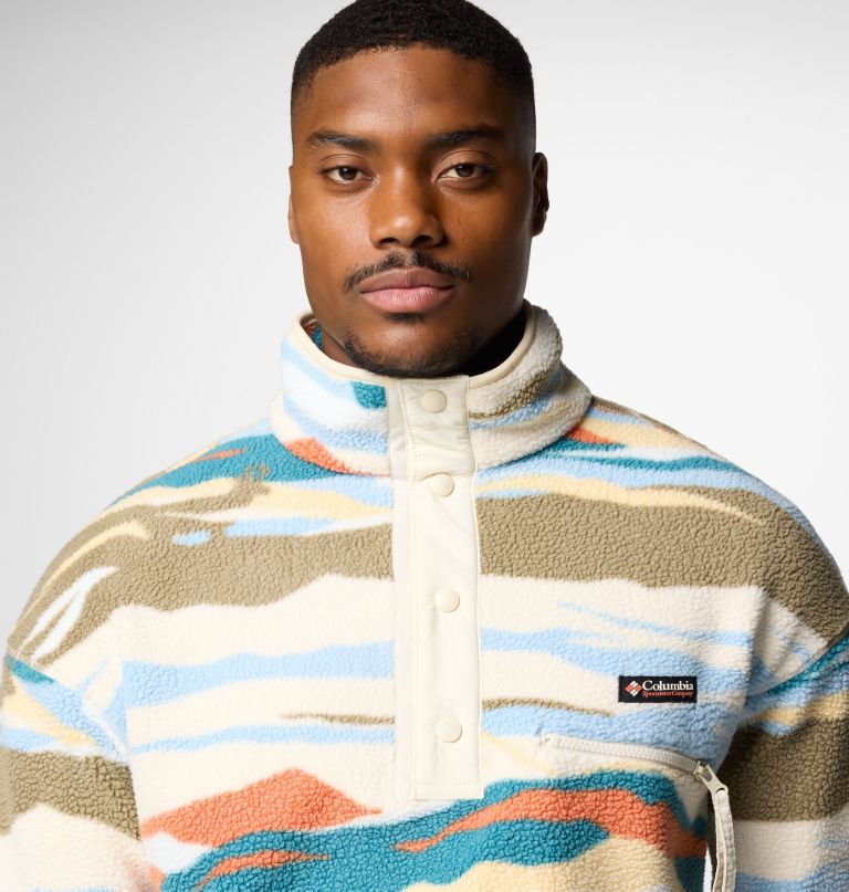 helvetia ii herren-fleecepullover mit print und halben druckknöpfen