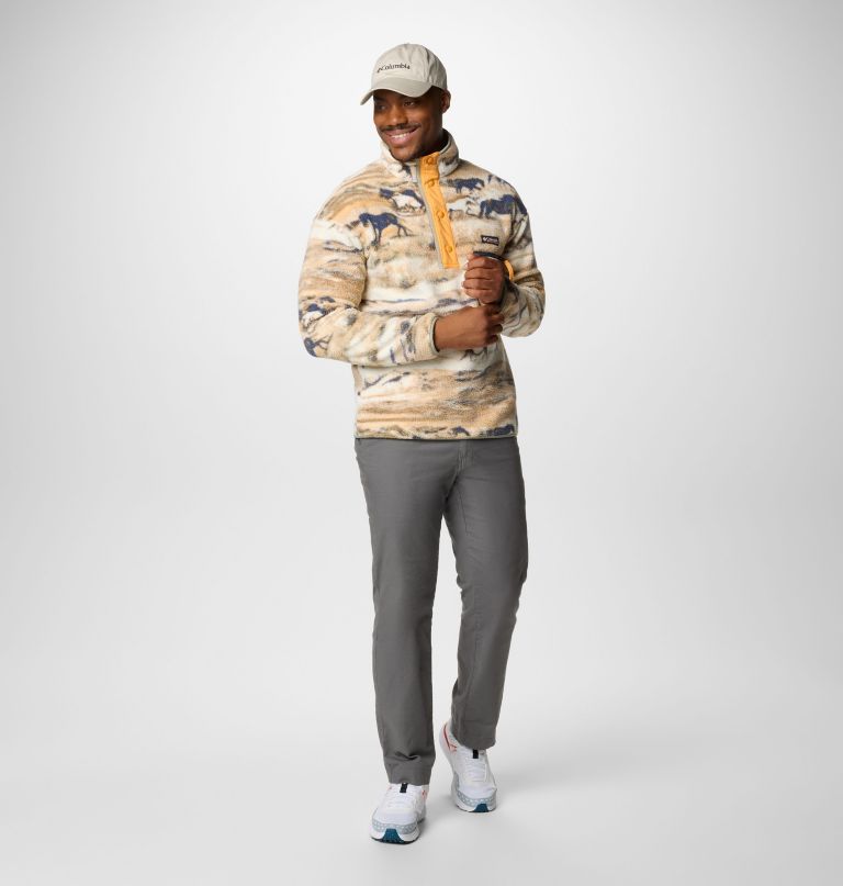 helvetia ii herren-fleecepullover mit print und halben druckknöpfen