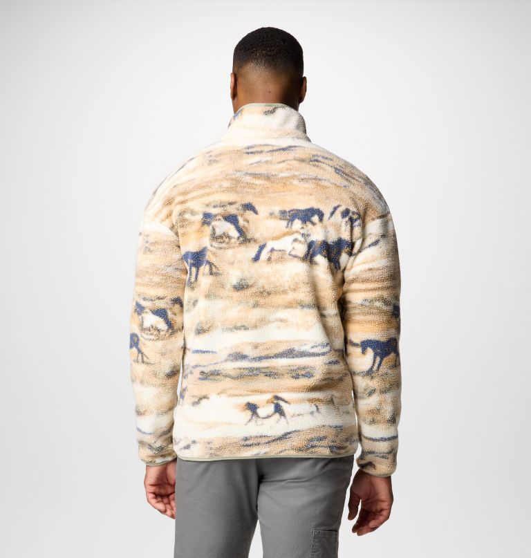 helvetia ii herren-fleecepullover mit print und halben druckknöpfen