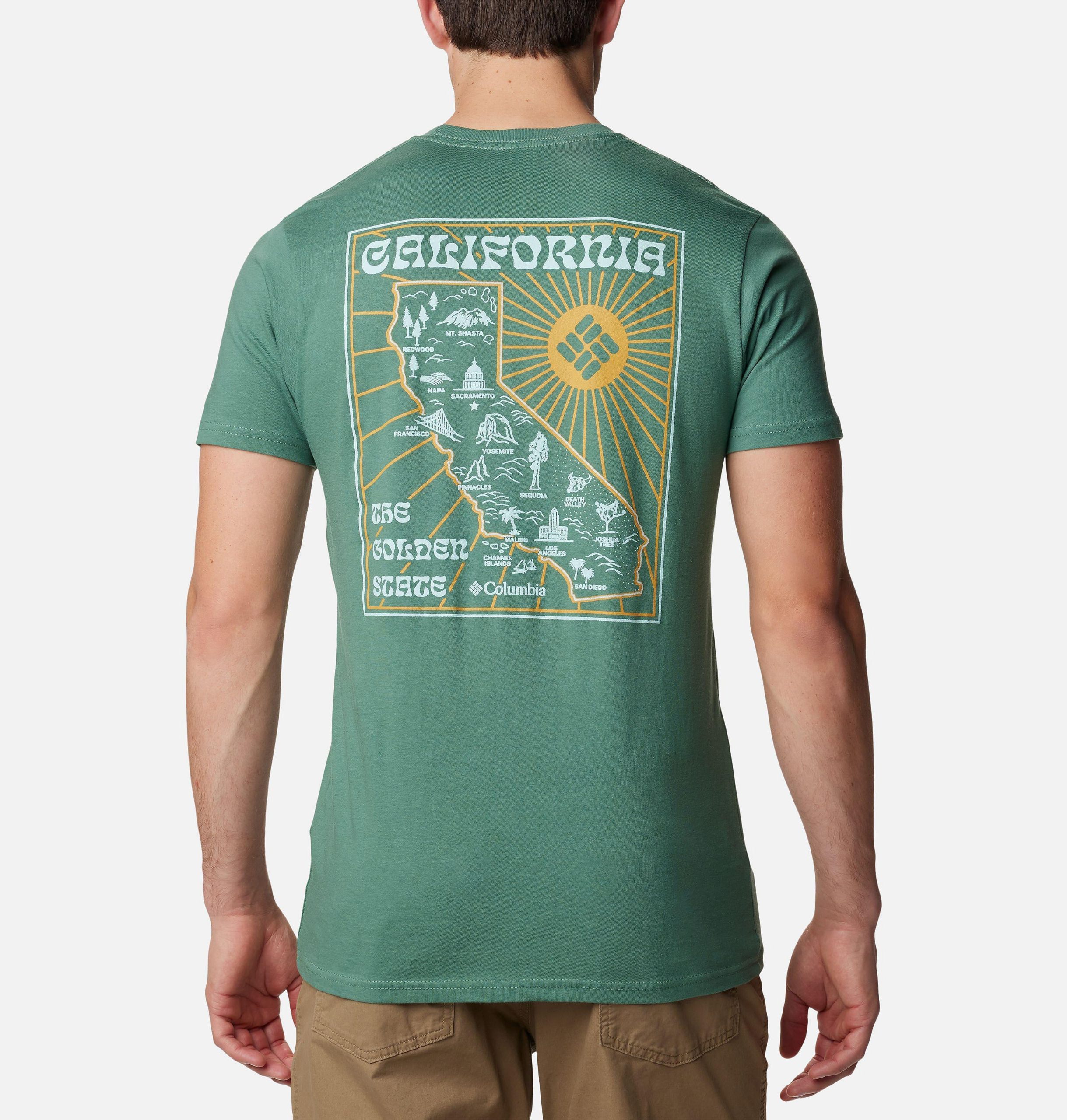 herren-t-shirt mit goldenem grafikprint