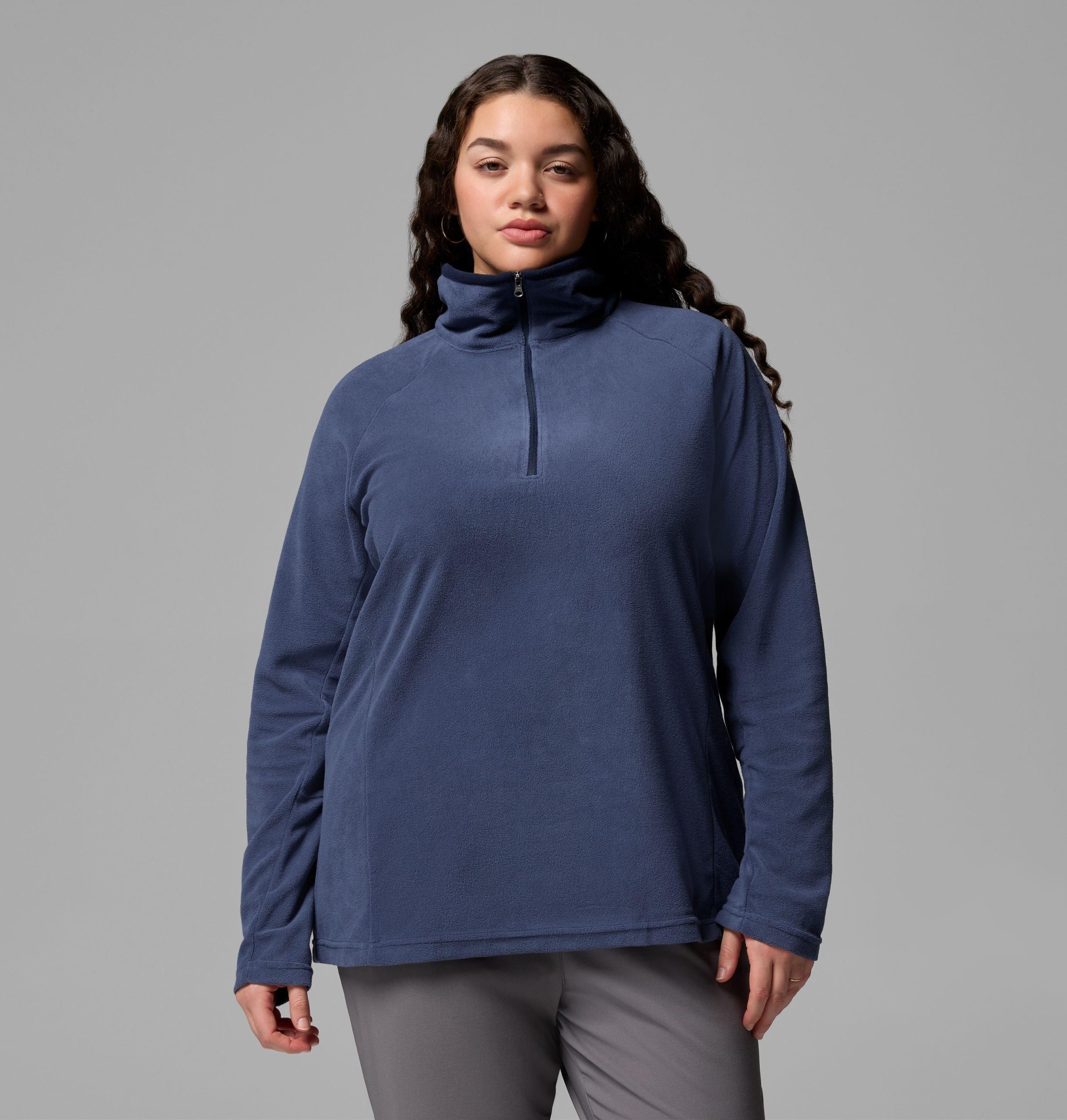 glacial iv fleece-fleecejacke mit halbem reißverschluss für damen – Übergröße