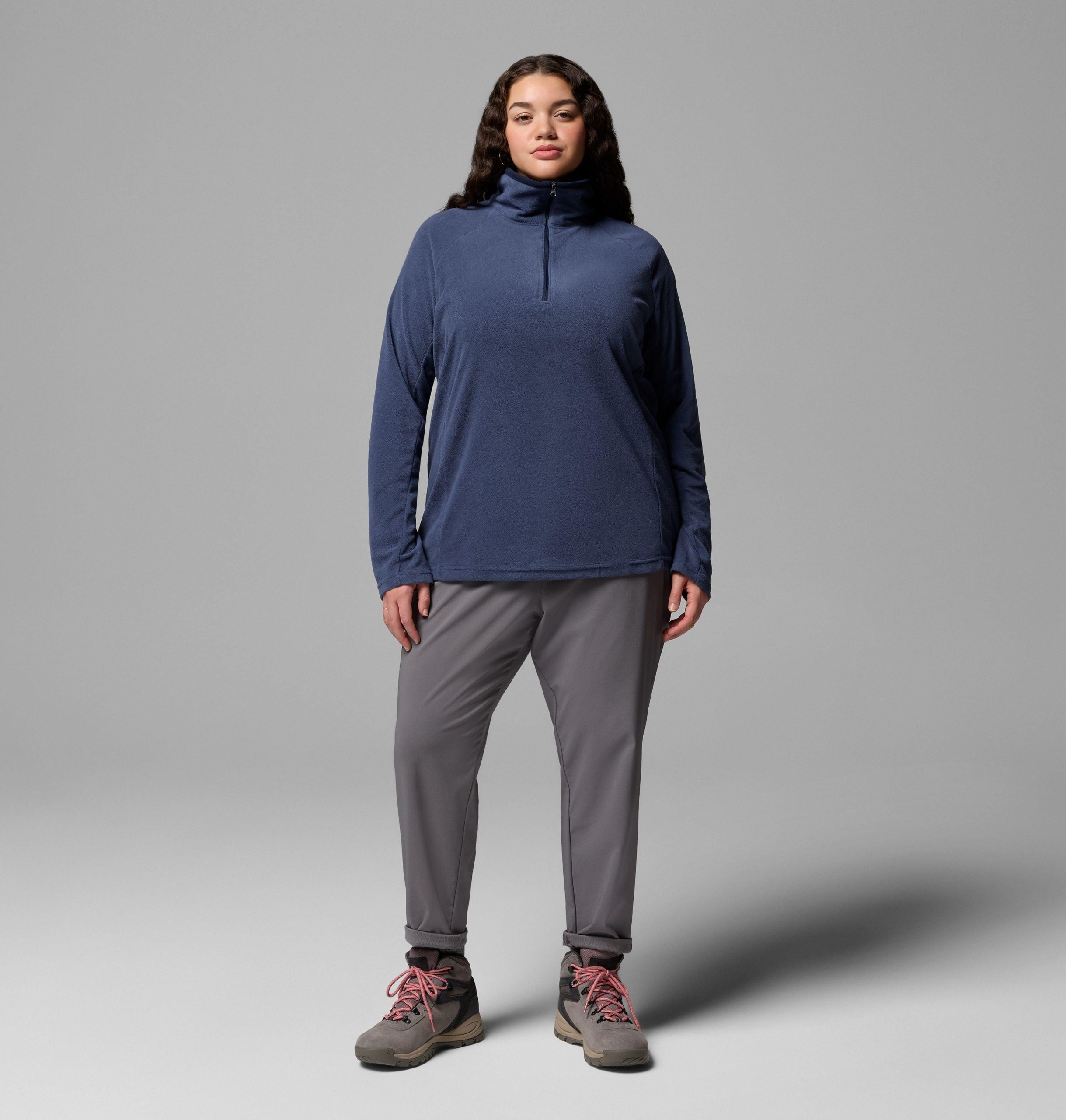 glacial iv fleece-fleecejacke mit halbem reißverschluss für damen – Übergröße