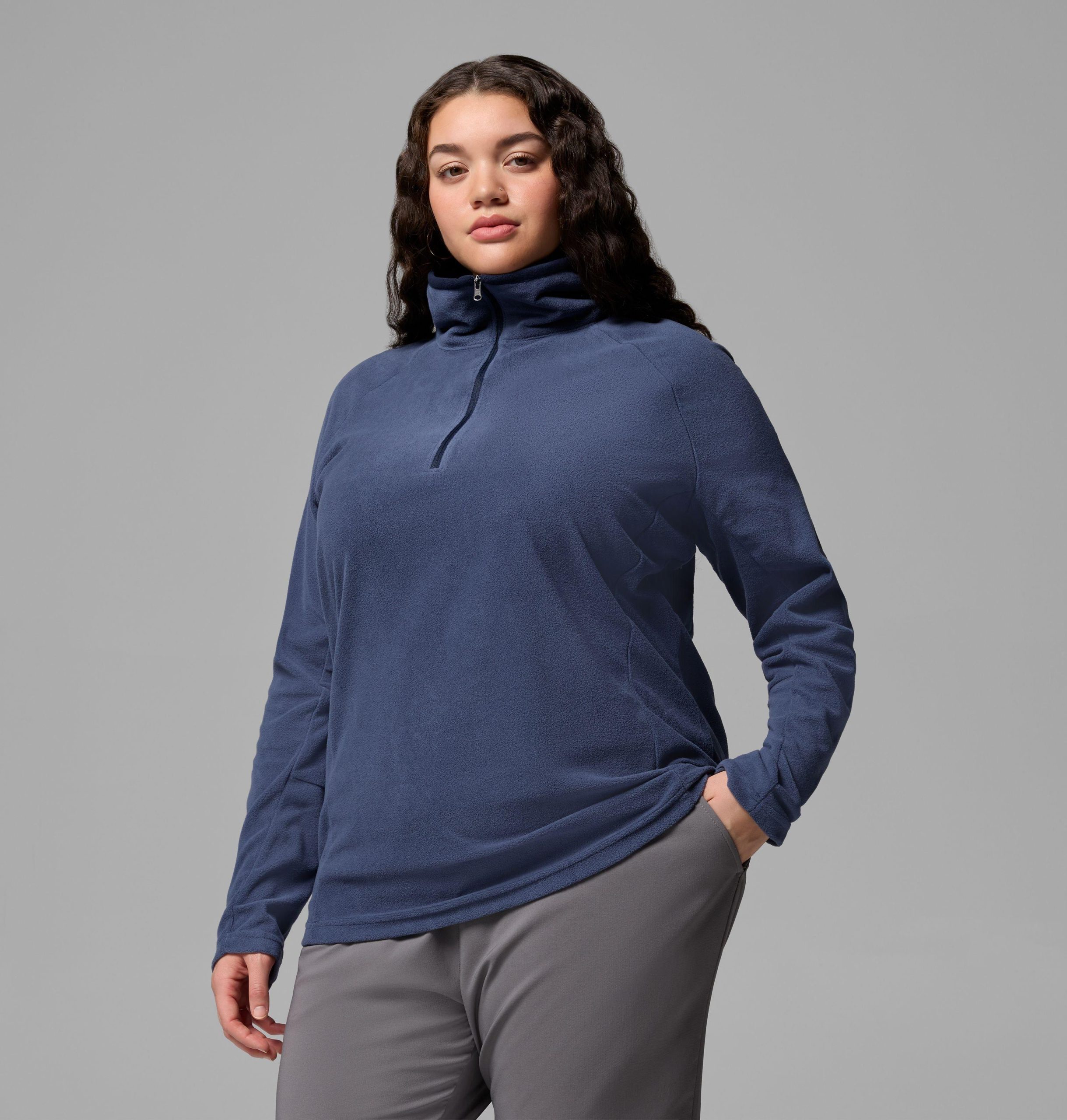 glacial iv fleece-fleecejacke mit halbem reißverschluss für damen – Übergröße