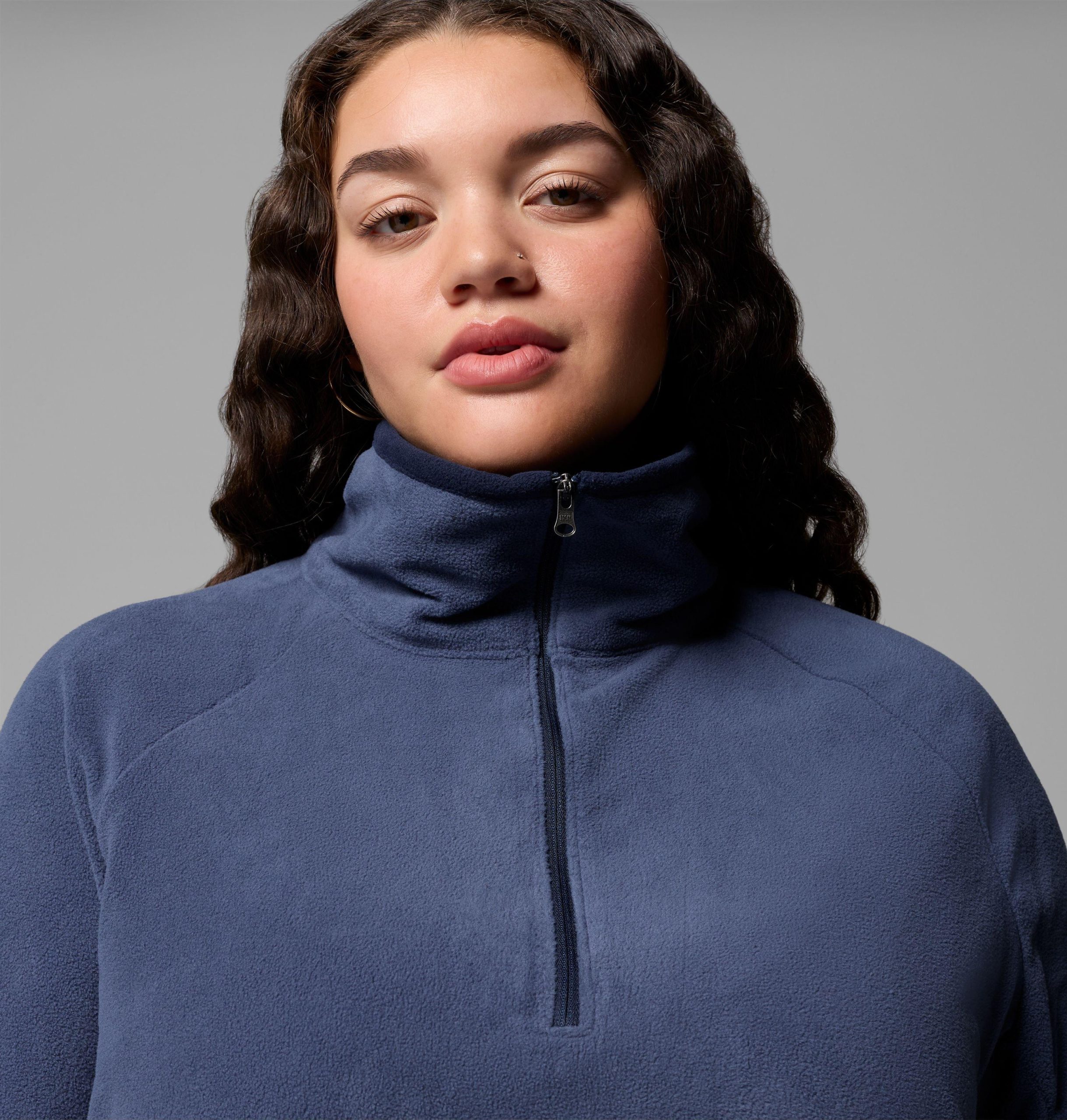glacial iv fleece-fleecejacke mit halbem reißverschluss für damen – Übergröße