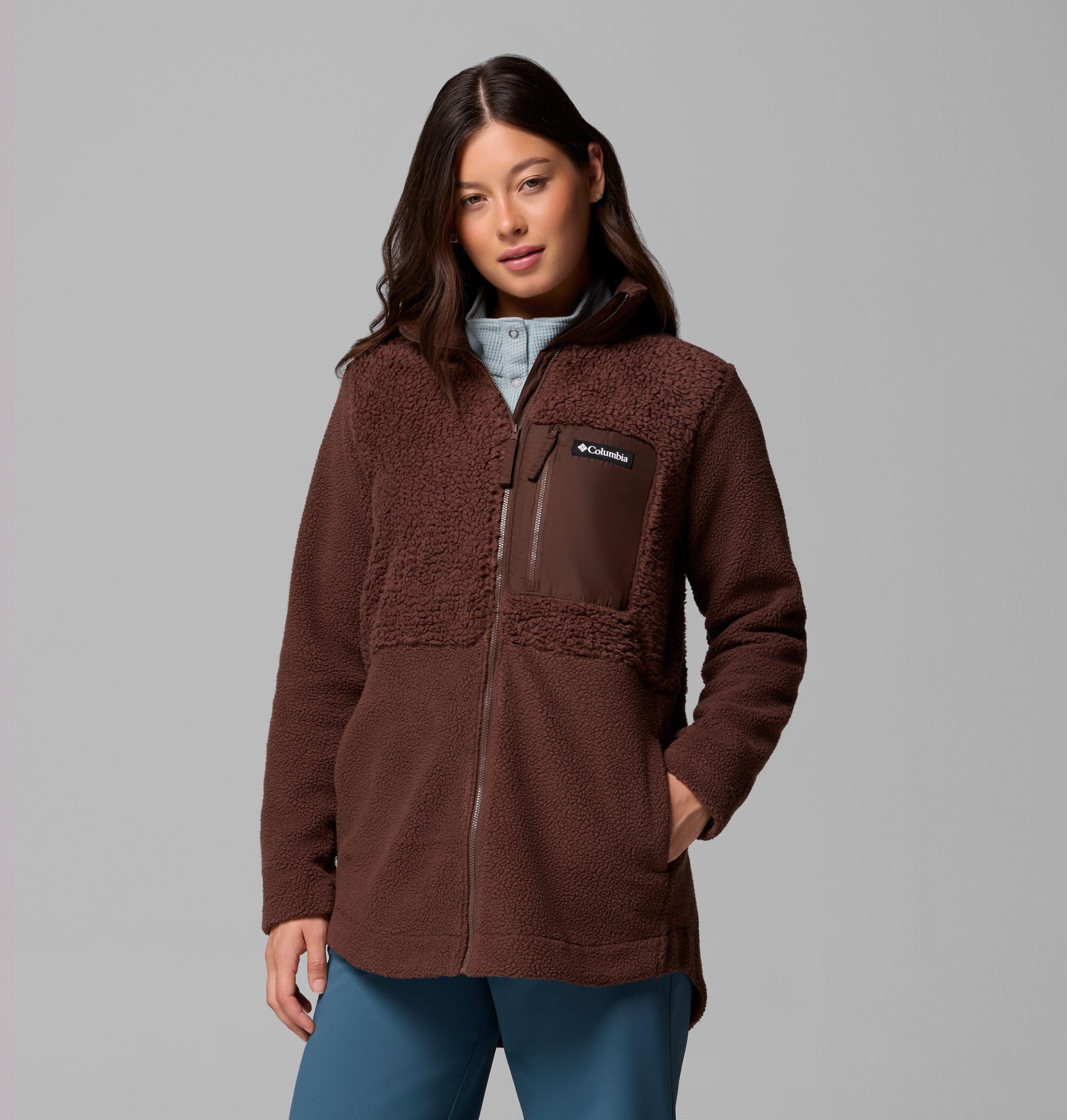 columbia lodge sherpa fleecejacke für damen mit durchgehendem reißverschluss
