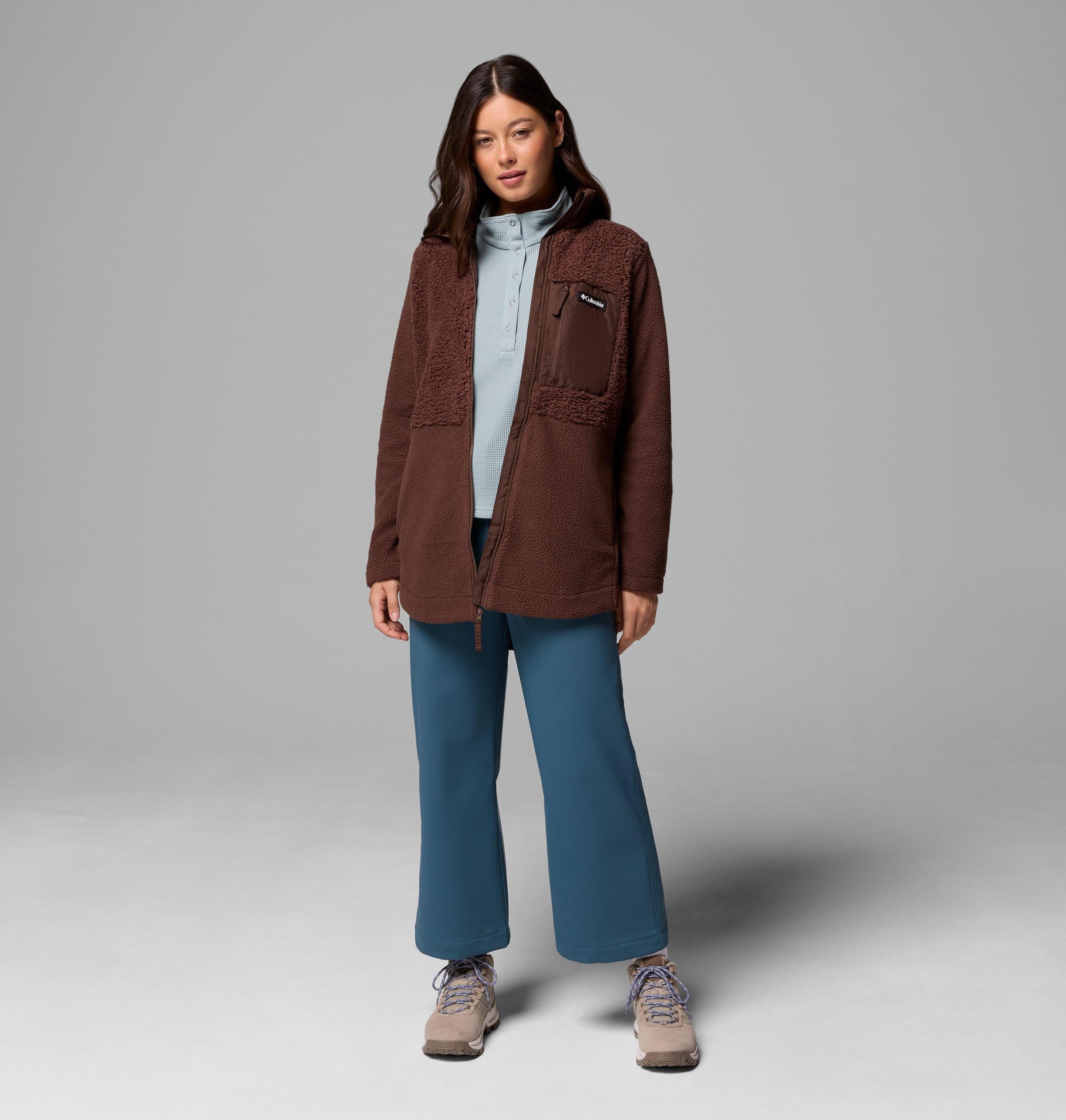 columbia lodge sherpa fleecejacke für damen mit durchgehendem reißverschluss