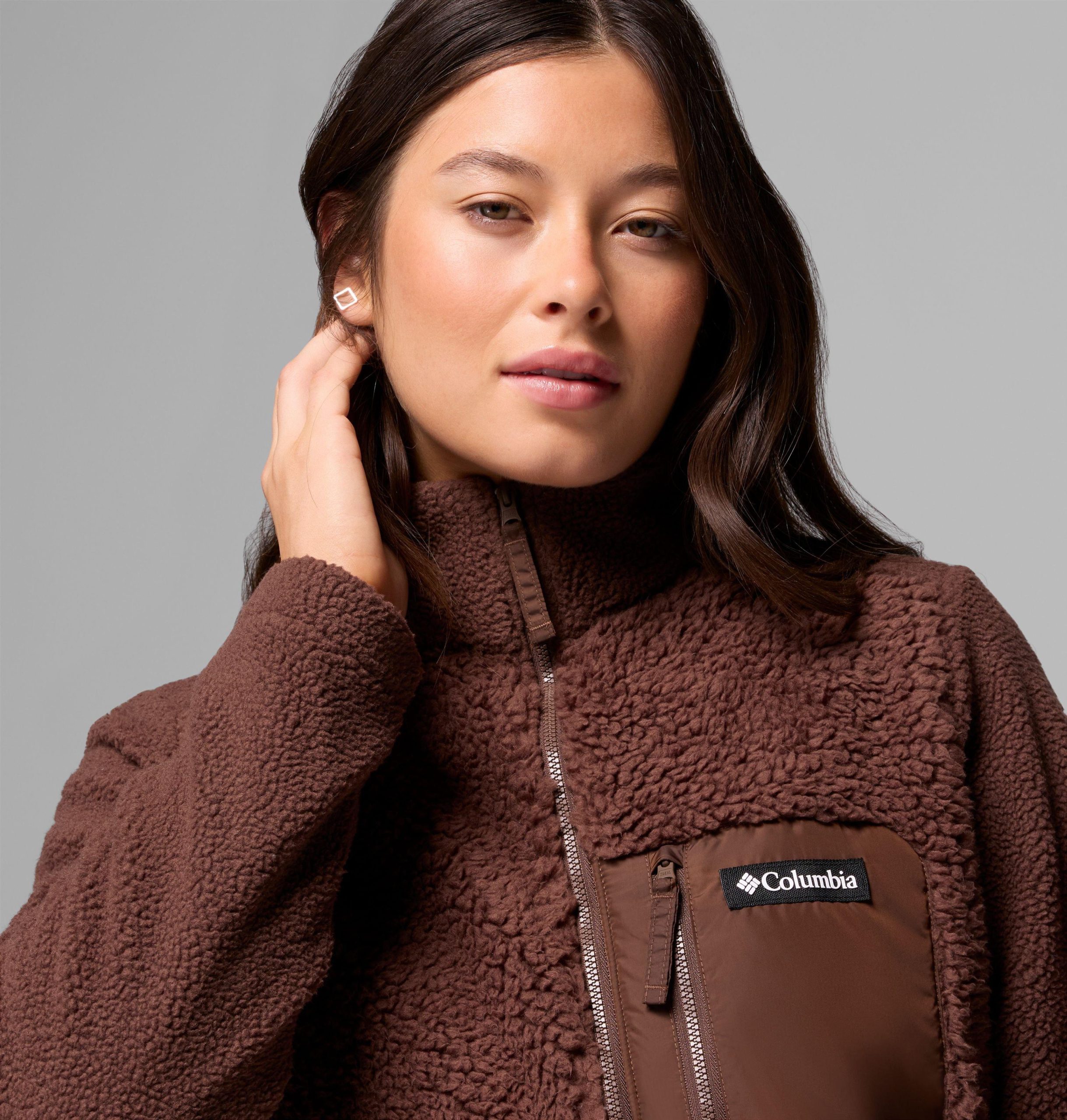 columbia lodge sherpa fleecejacke für damen mit durchgehendem reißverschluss