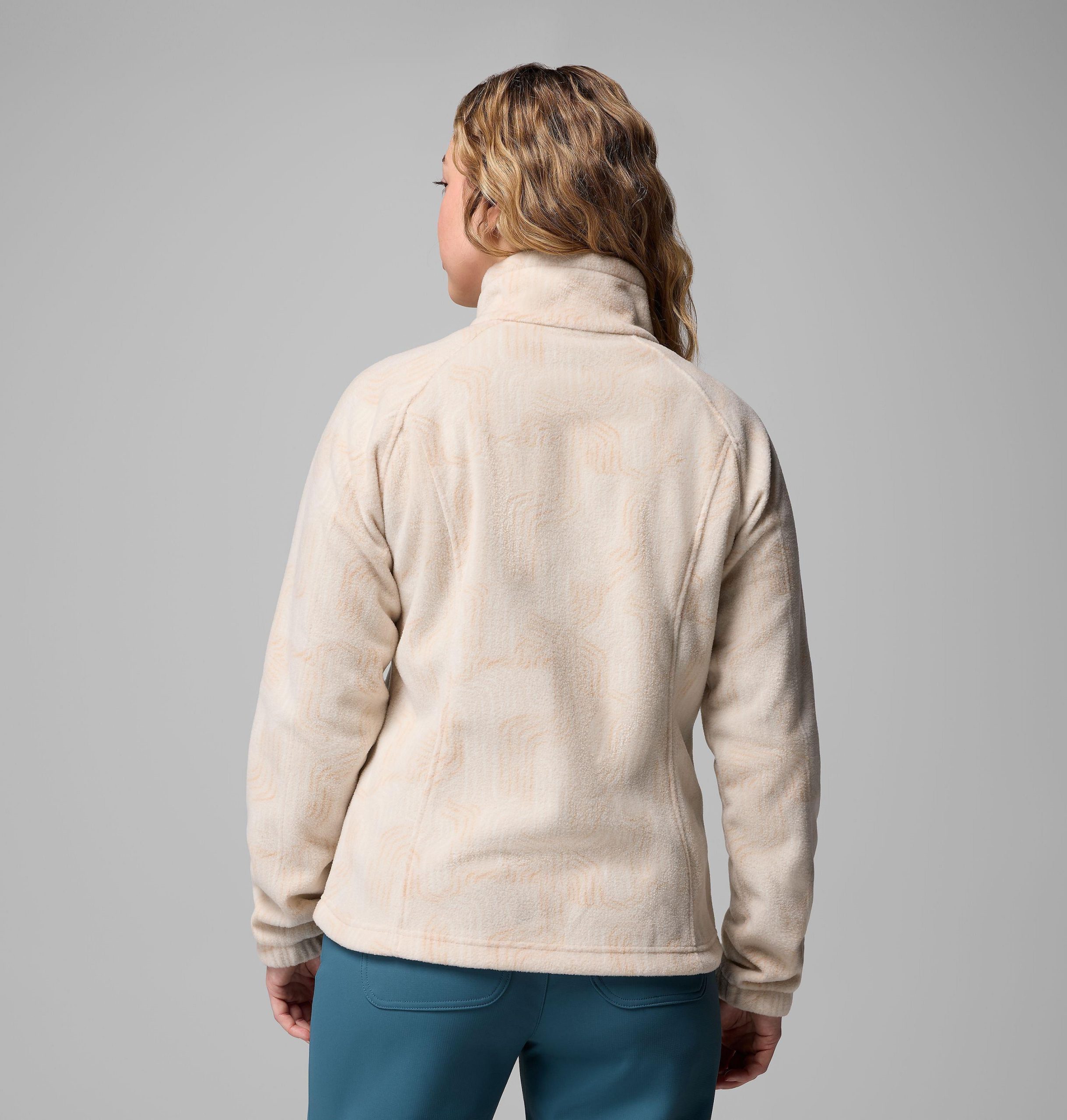 damen-fleecejacke mit durchgehendem reißverschluss und print von benton springs