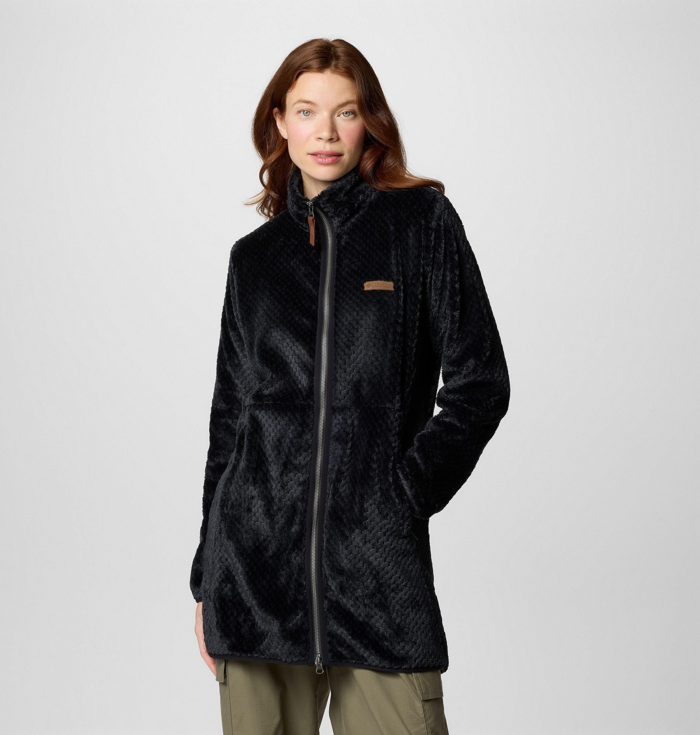 damen fire side fleecejacke mit langem durchgehendem reißverschluss