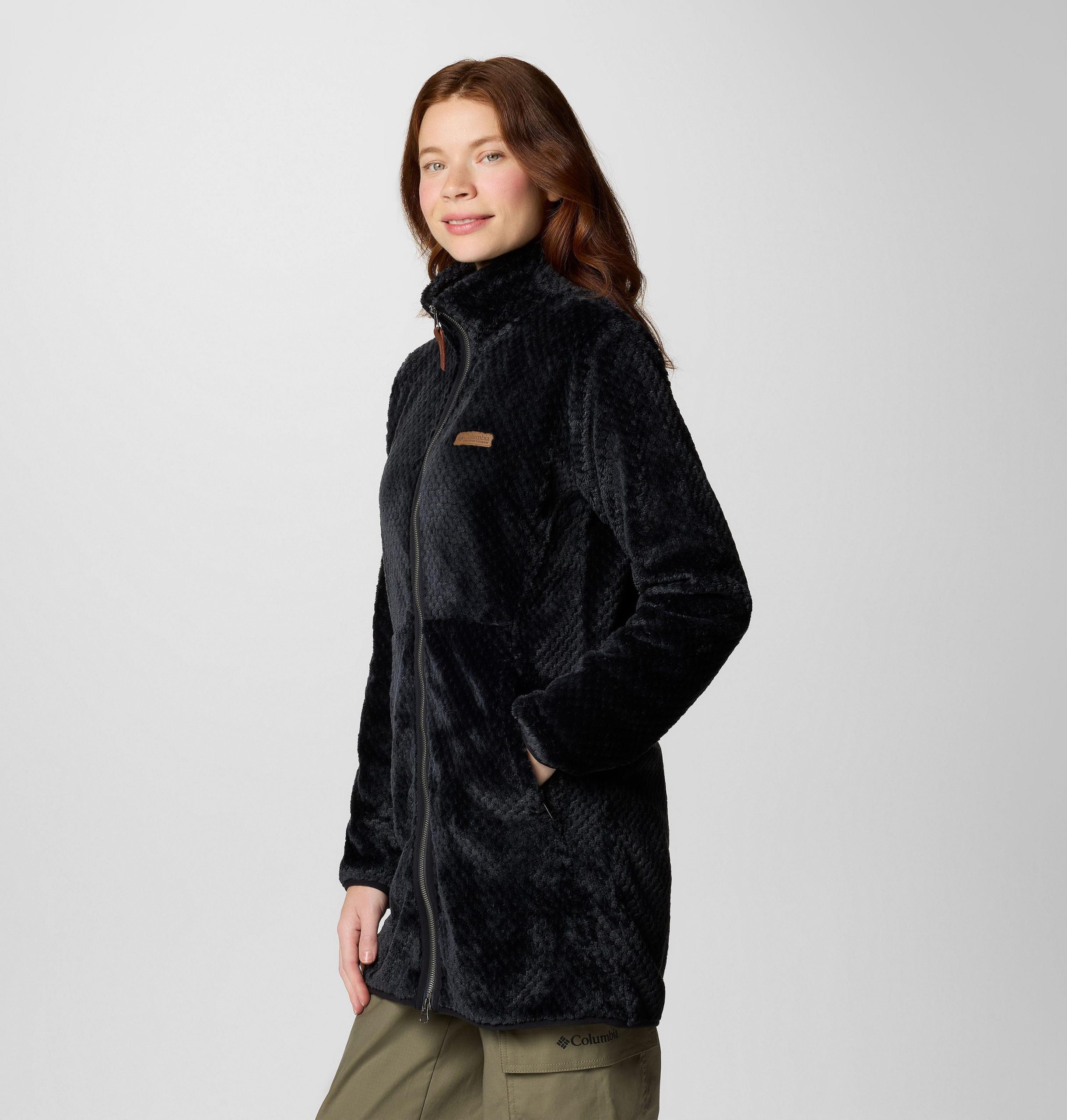 damen fire side fleecejacke mit langem durchgehendem reißverschluss