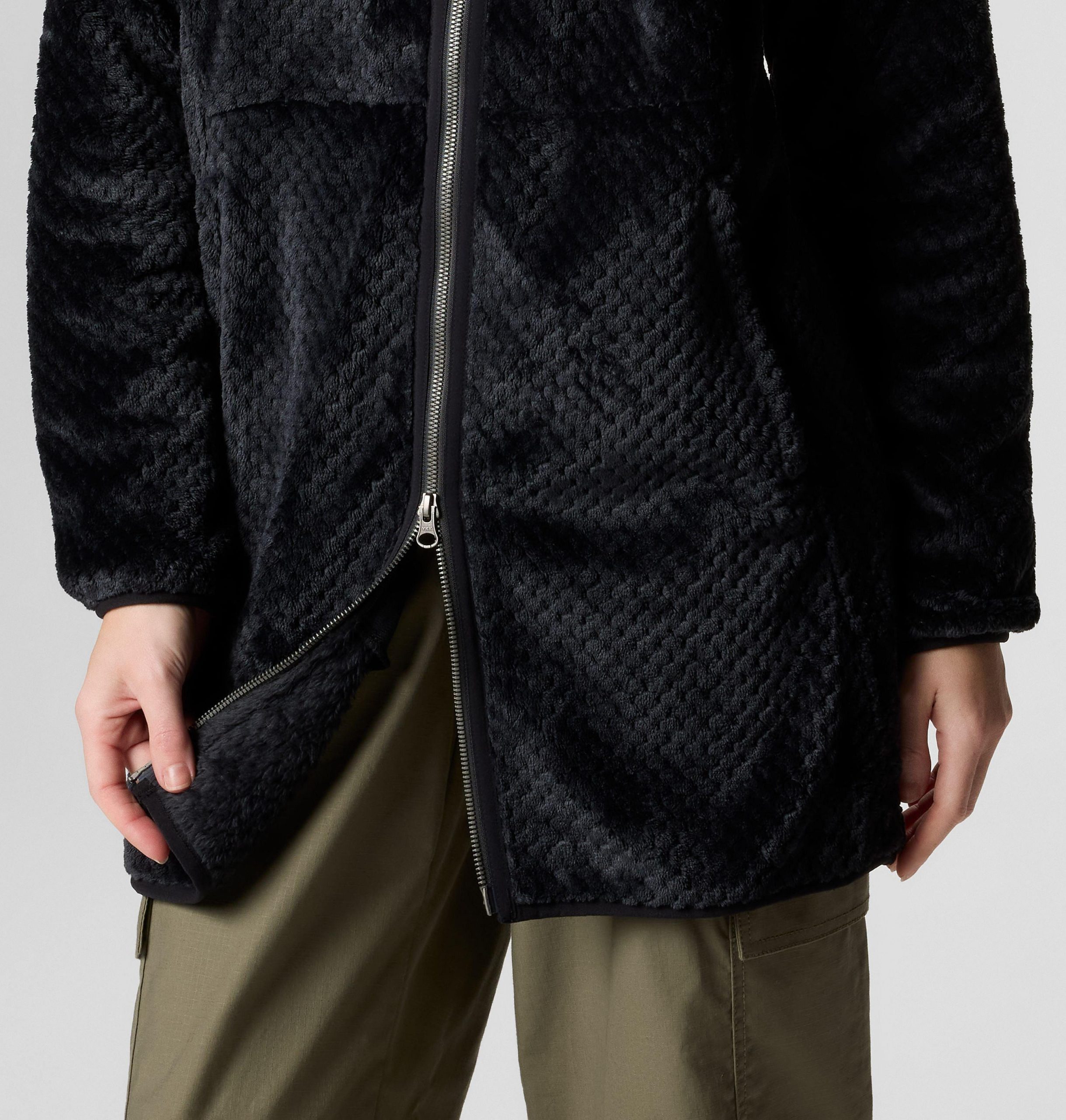 damen fire side fleecejacke mit langem durchgehendem reißverschluss