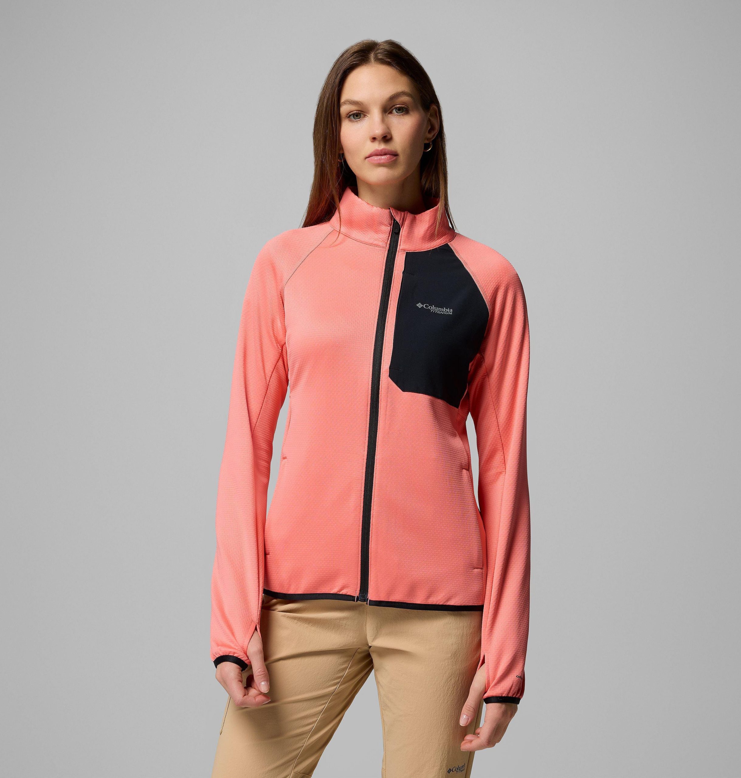 damen triple canyon grid fleecejacke mit durchgehendem reißverschluss