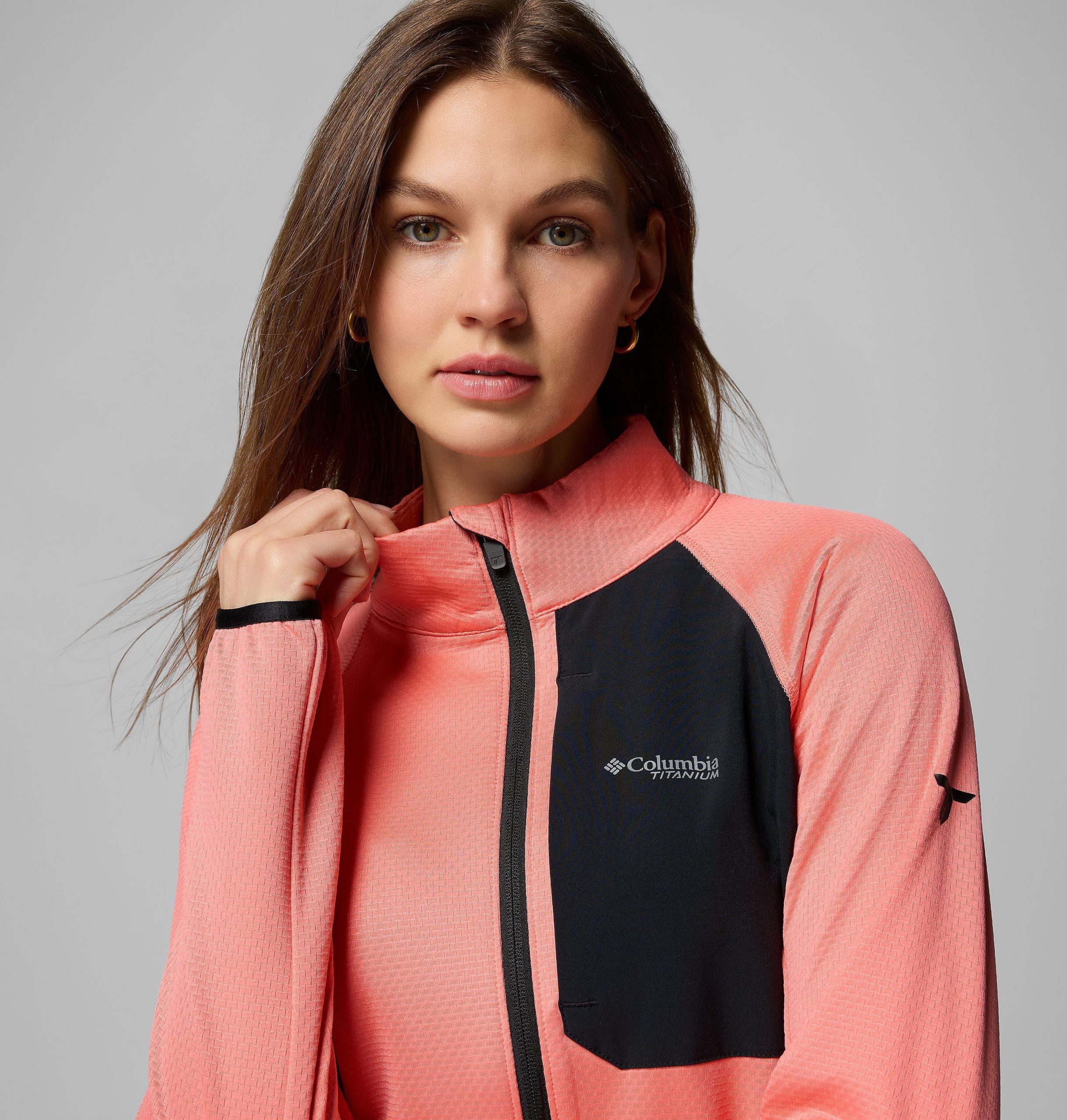 damen triple canyon grid fleecejacke mit durchgehendem reißverschluss