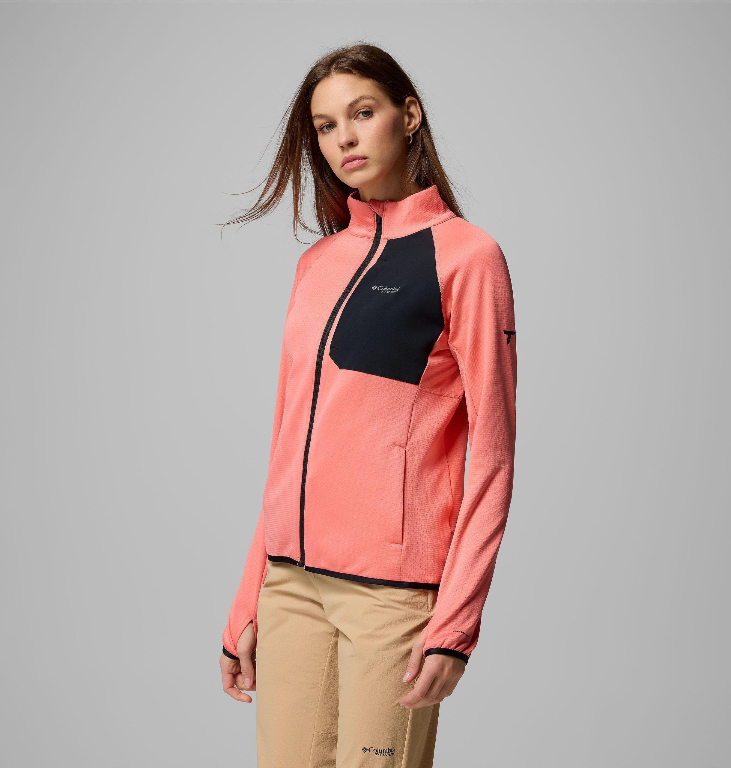 damen triple canyon grid fleecejacke mit durchgehendem reißverschluss