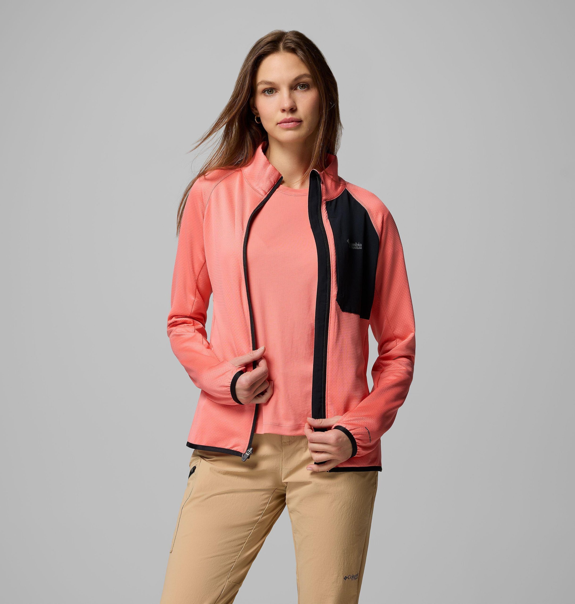 damen triple canyon grid fleecejacke mit durchgehendem reißverschluss