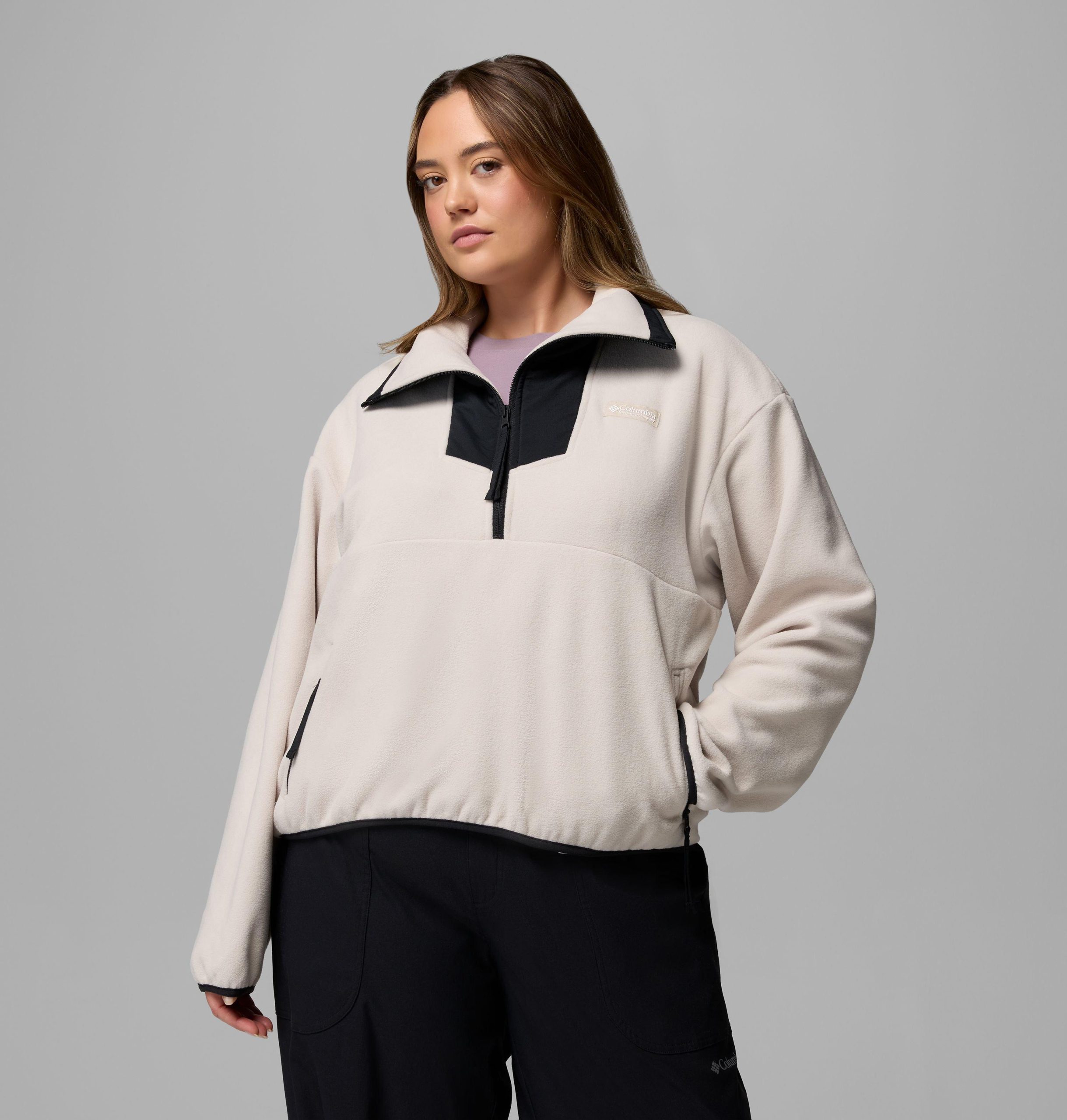 sequoia grove fleecejacke mit halbem reißverschluss für damen – Übergröße