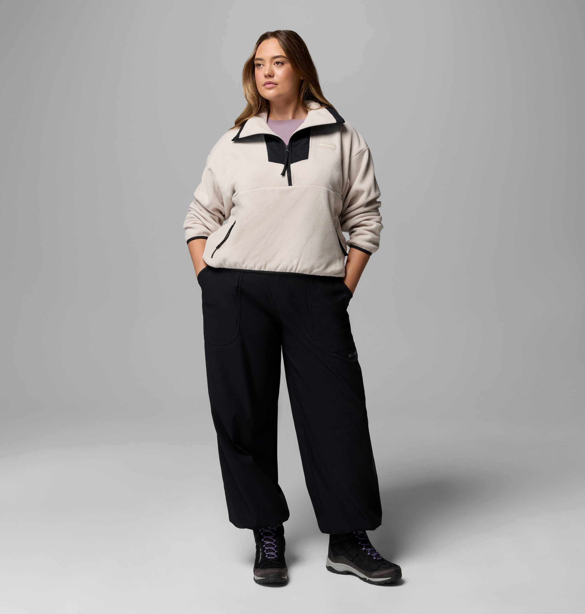 sequoia grove fleecejacke mit halbem reißverschluss für damen – Übergröße
