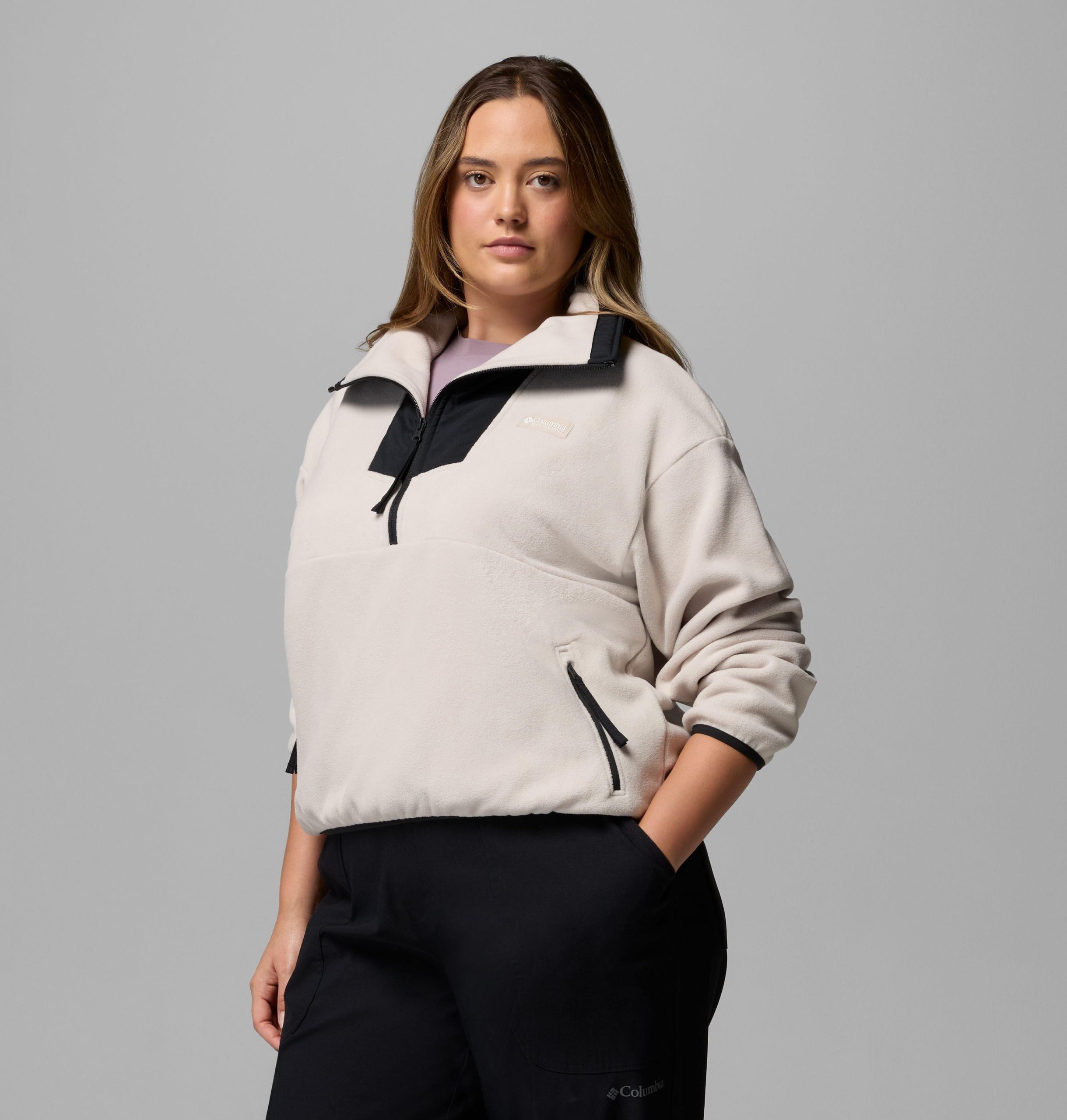 sequoia grove fleecejacke mit halbem reißverschluss für damen – Übergröße