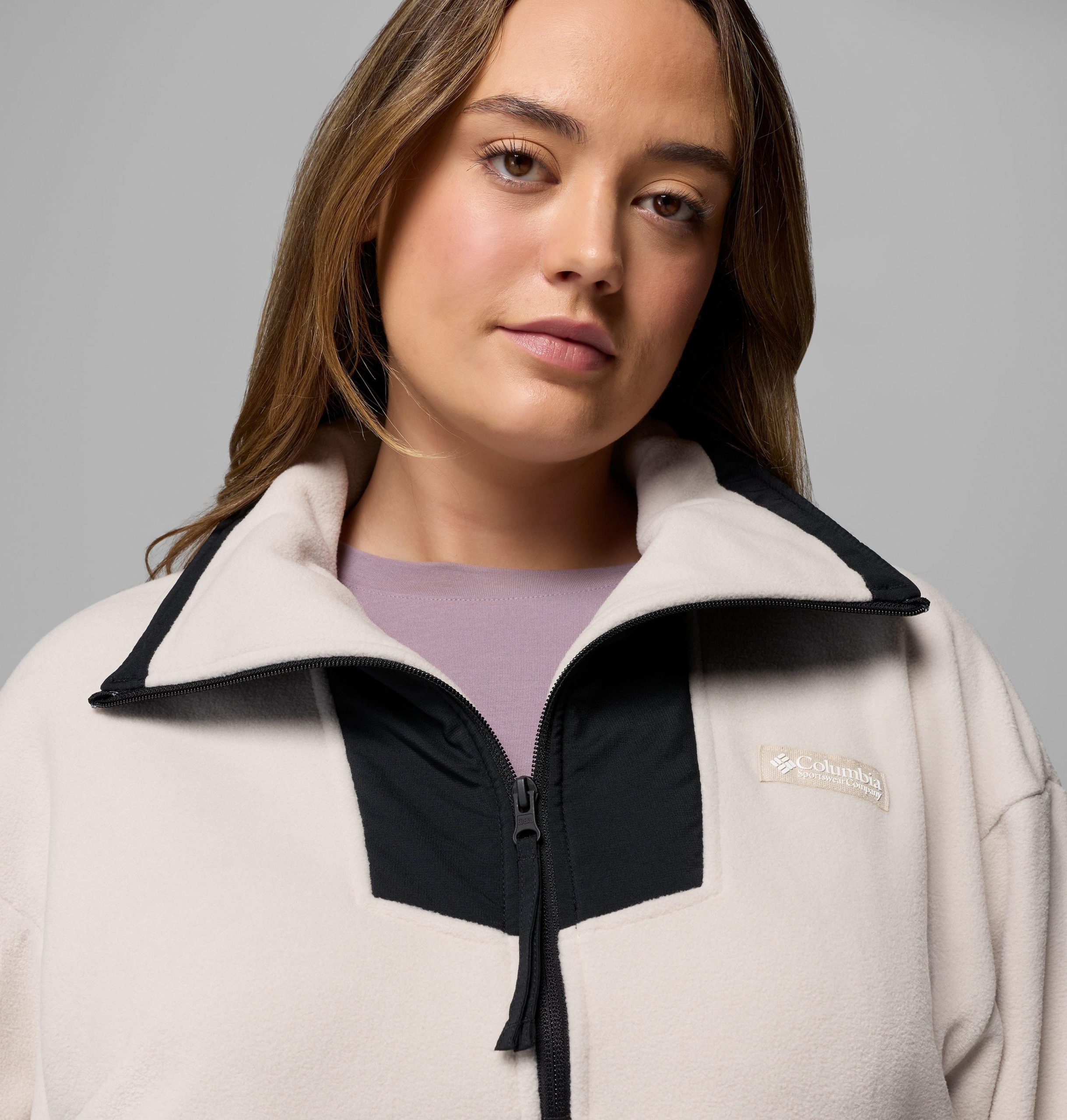 sequoia grove fleecejacke mit halbem reißverschluss für damen – Übergröße