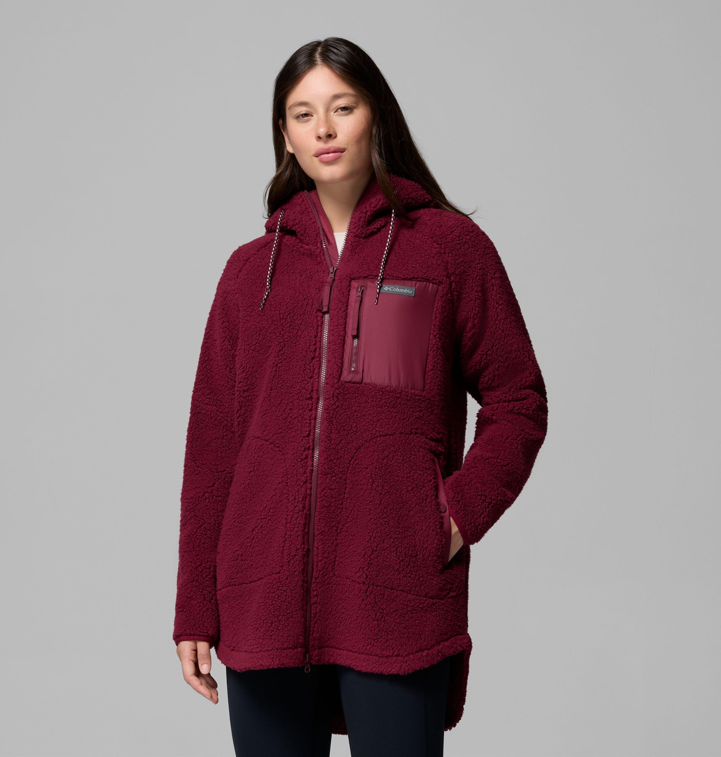 damen winterwärmender hoodie mit durchgehendem reißverschluss