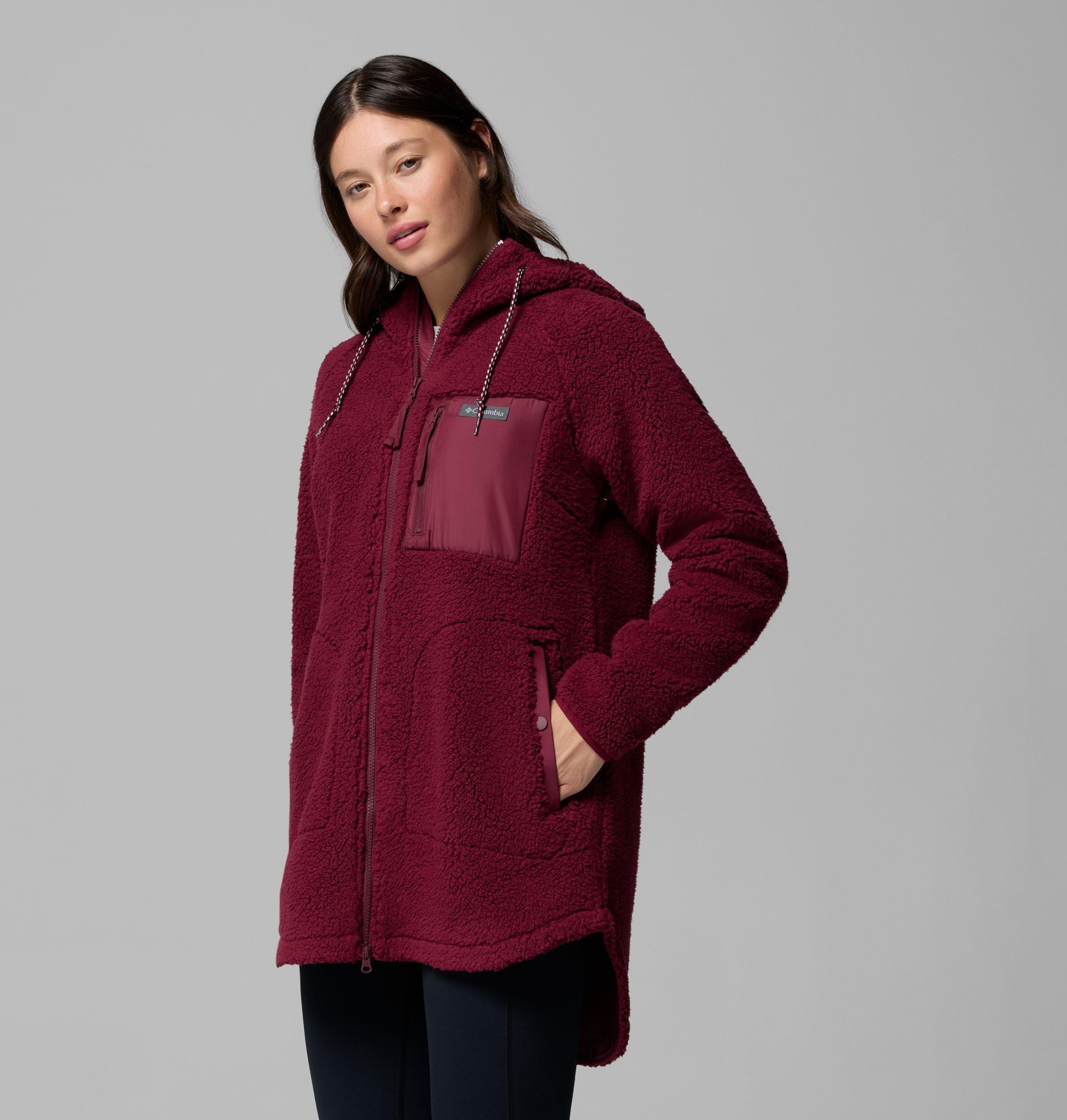 damen winterwärmender hoodie mit durchgehendem reißverschluss