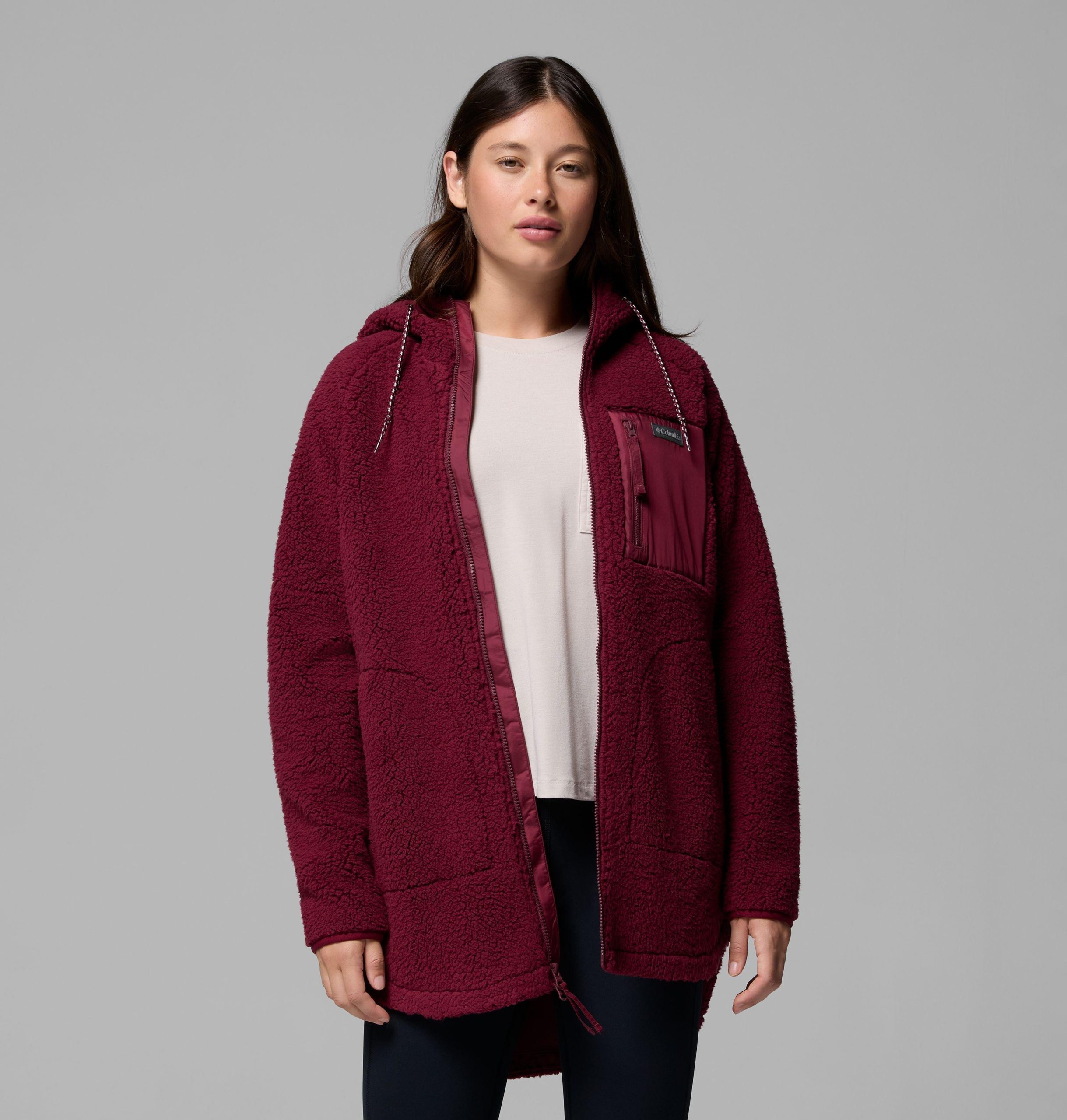 damen winterwärmender hoodie mit durchgehendem reißverschluss