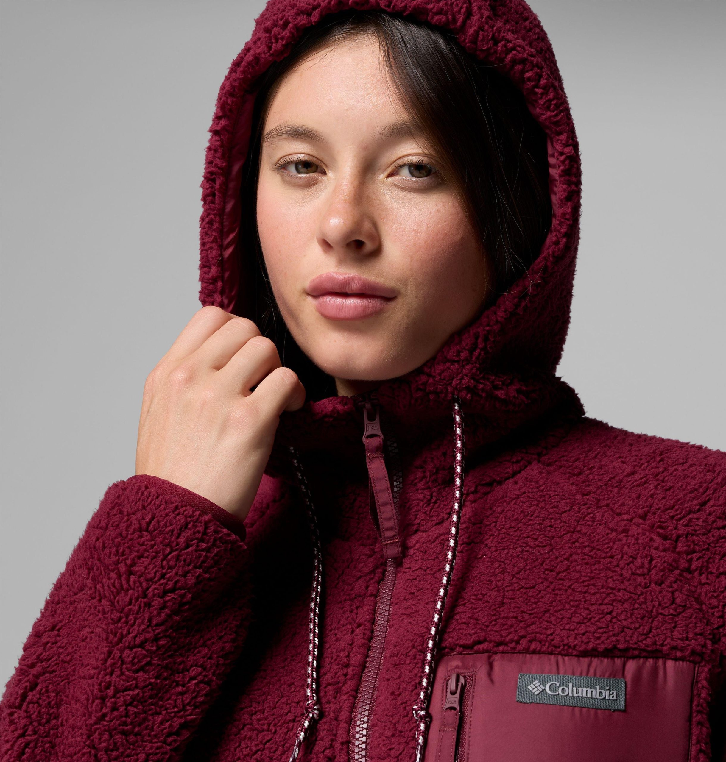 damen winterwärmender hoodie mit durchgehendem reißverschluss