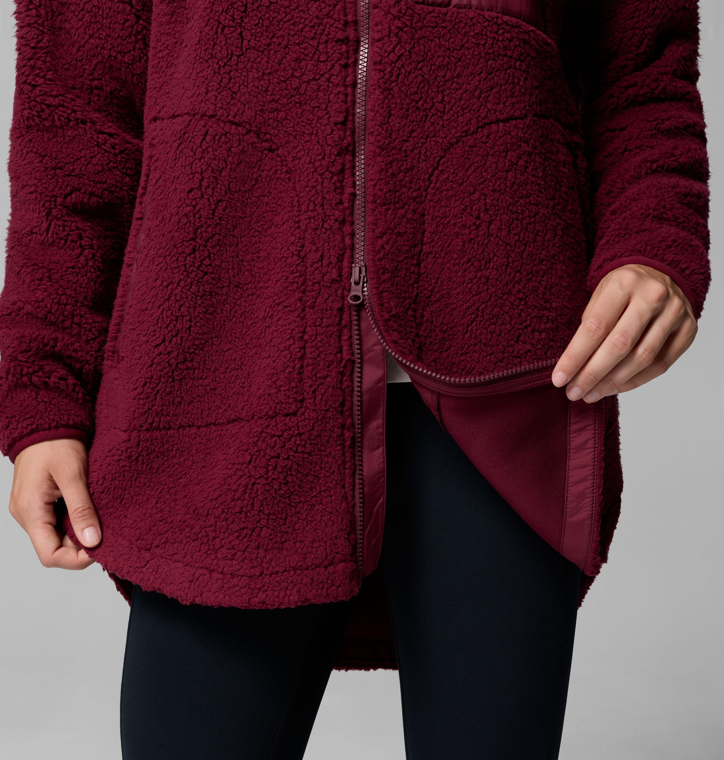damen winterwärmender hoodie mit durchgehendem reißverschluss