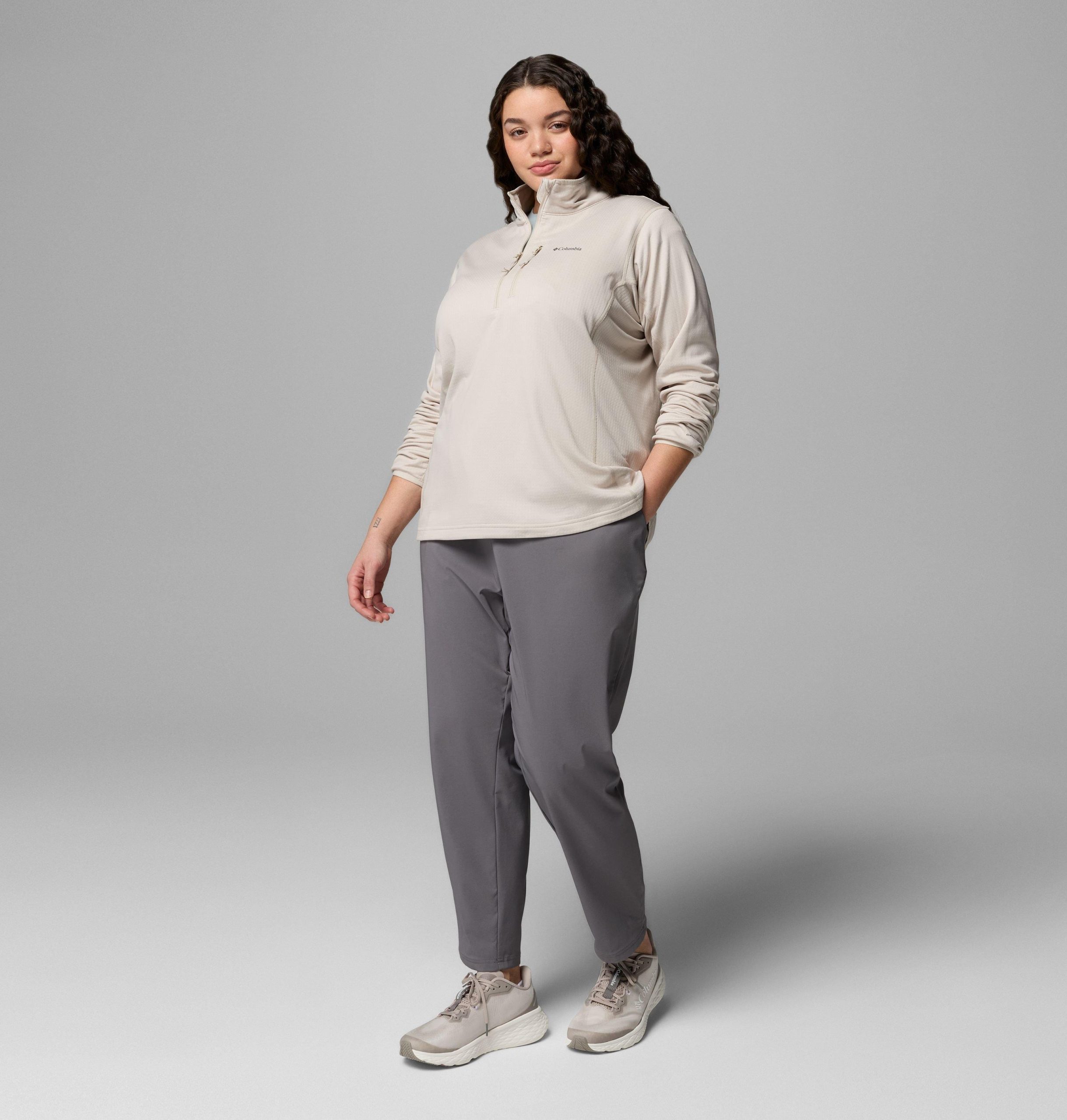 damen essential hike grid fleecejacke mit halbem reißverschluss – Übergröße