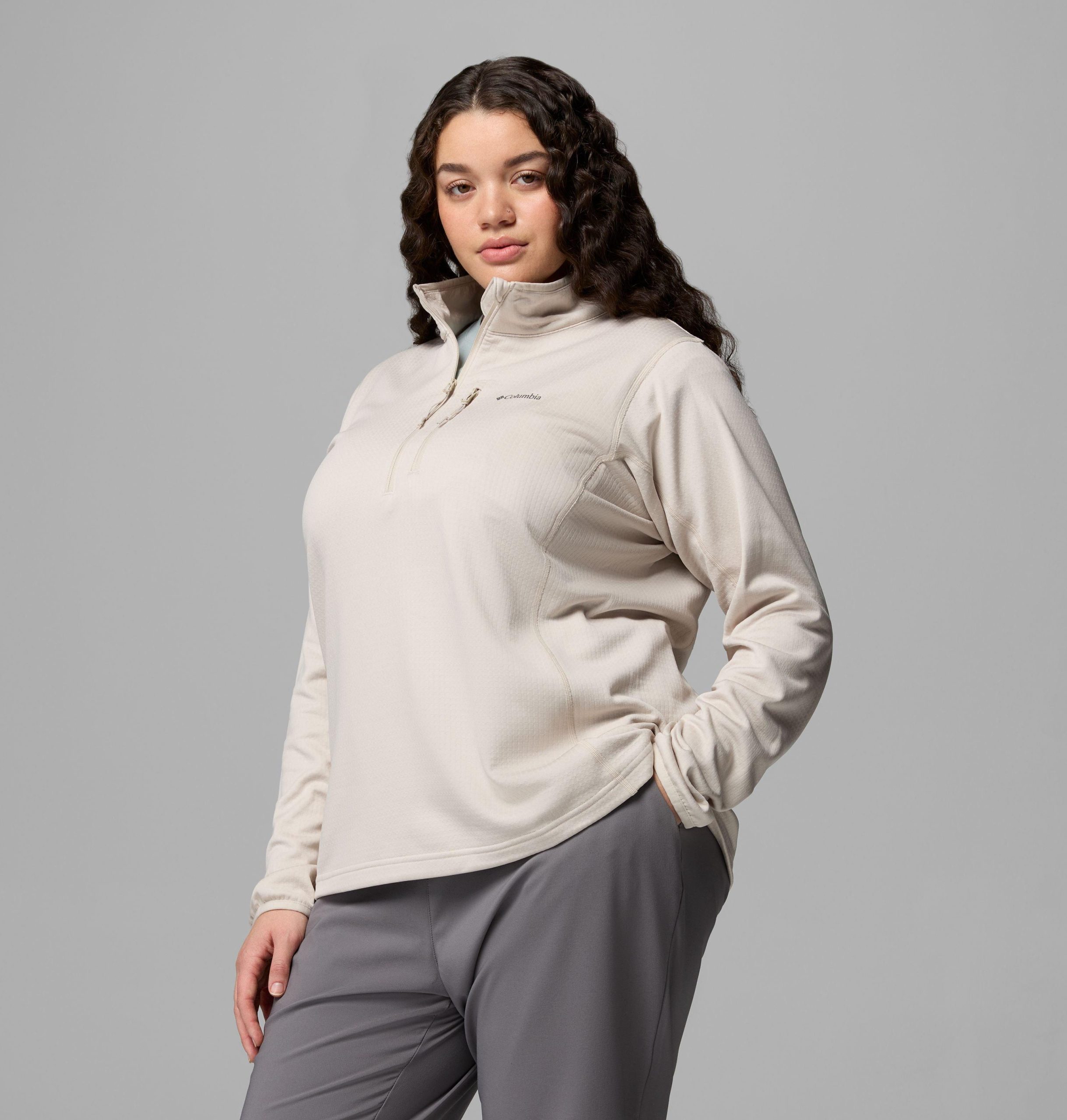 damen essential hike grid fleecejacke mit halbem reißverschluss – Übergröße