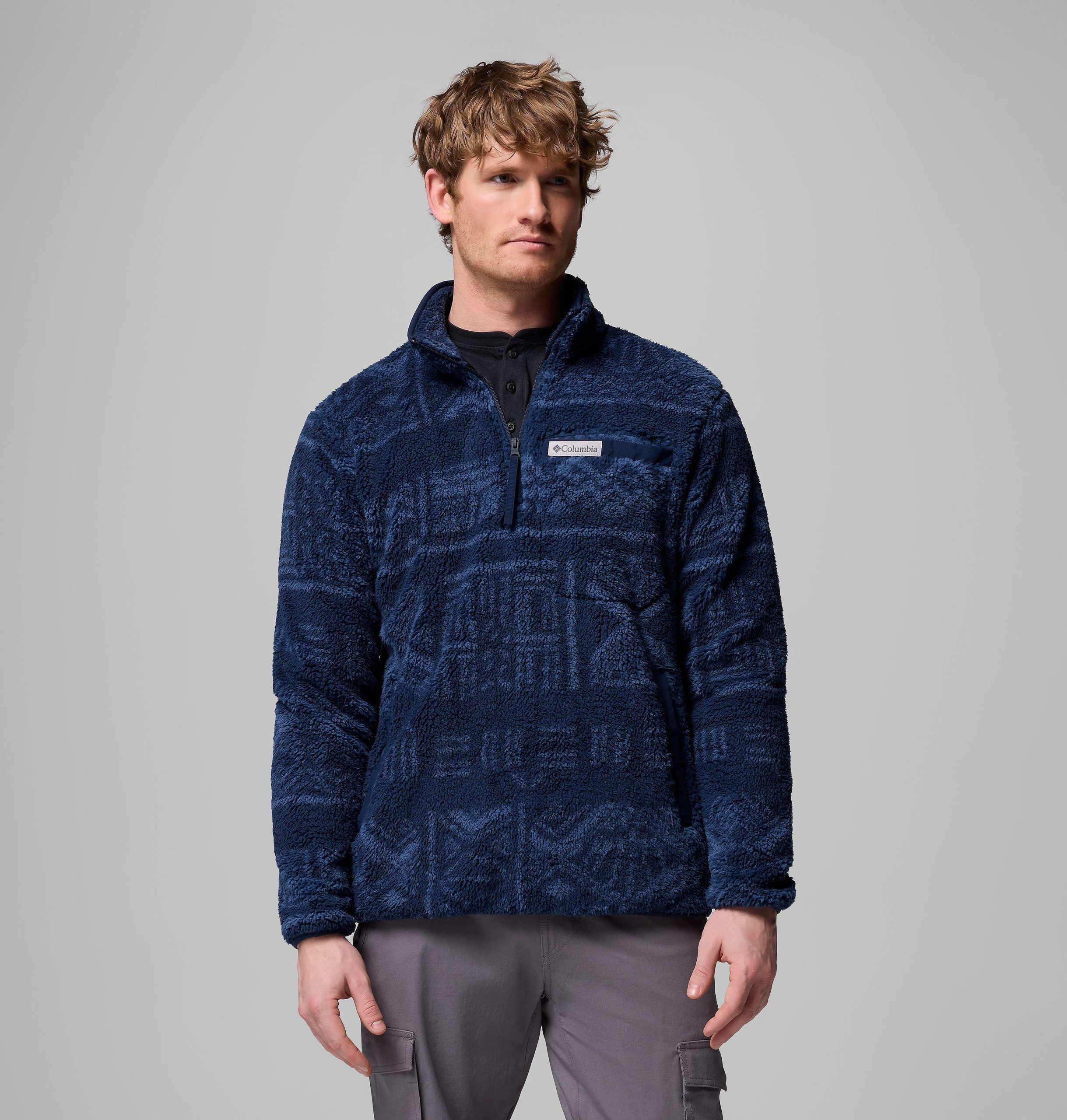 rugged ridge herren-jacke mit hohem flor und halbem reißverschluss