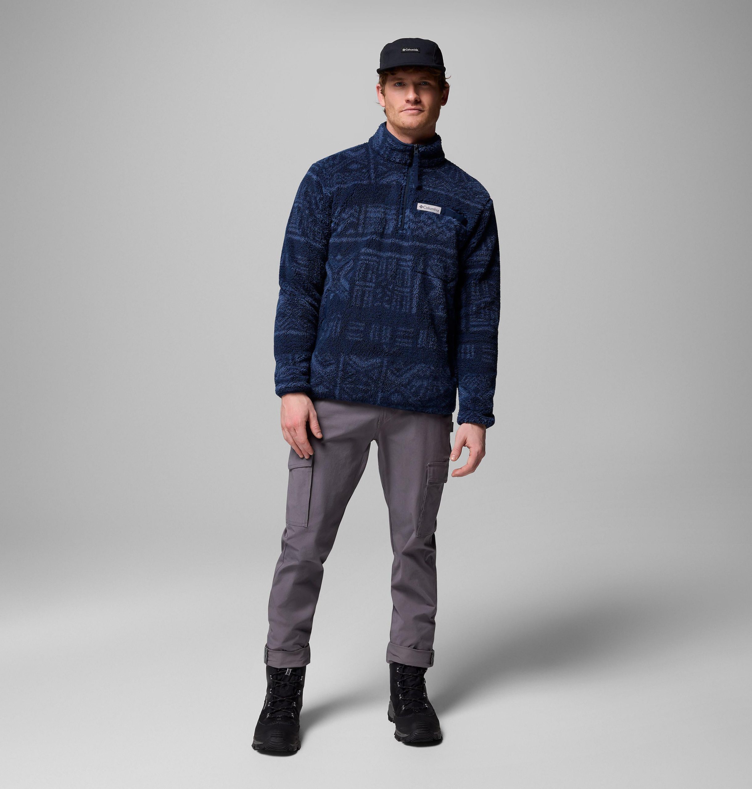 rugged ridge herren-jacke mit hohem flor und halbem reißverschluss