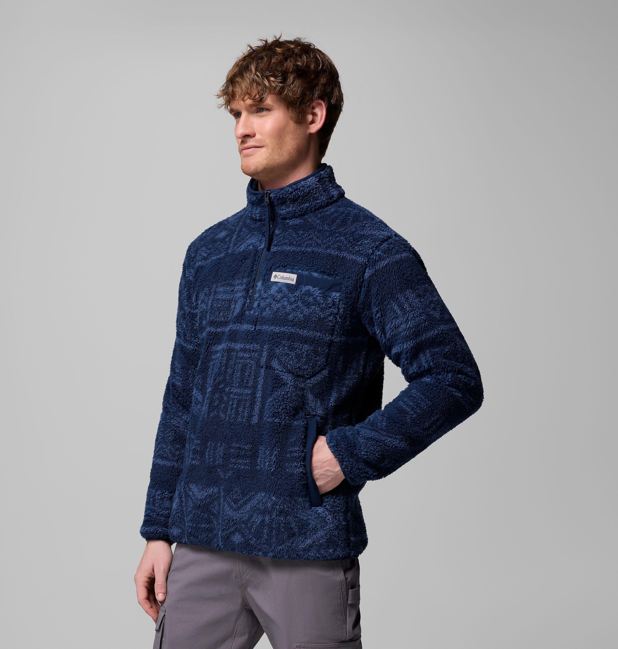 rugged ridge herren-jacke mit hohem flor und halbem reißverschluss