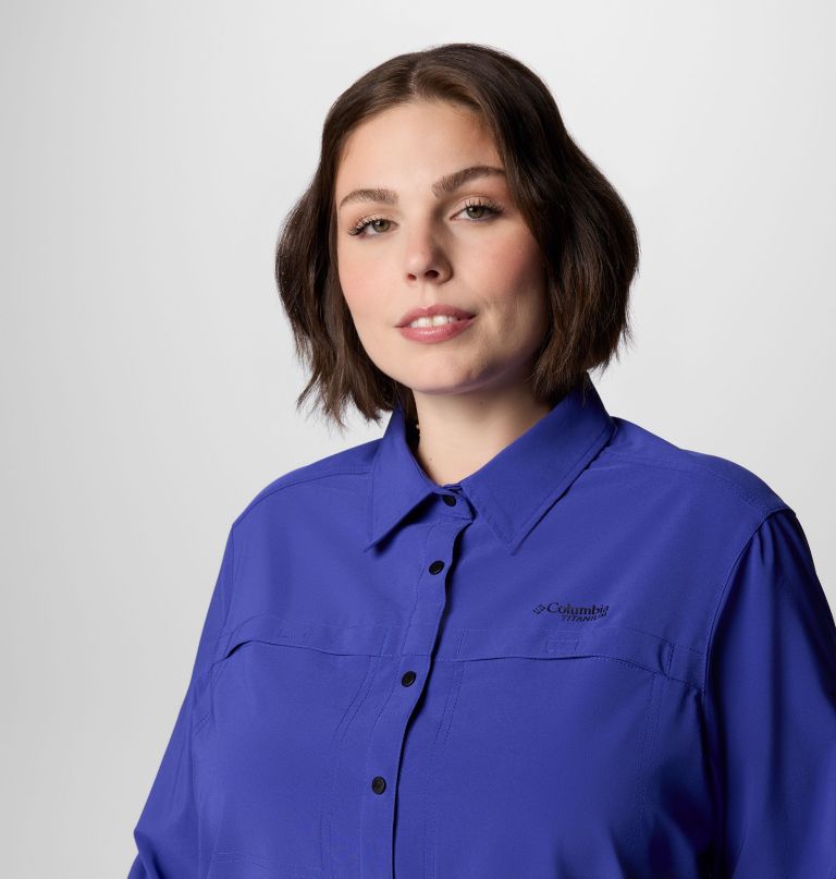 damen-langarmshirt summit valley aus gewebtem stoff – Übergröße