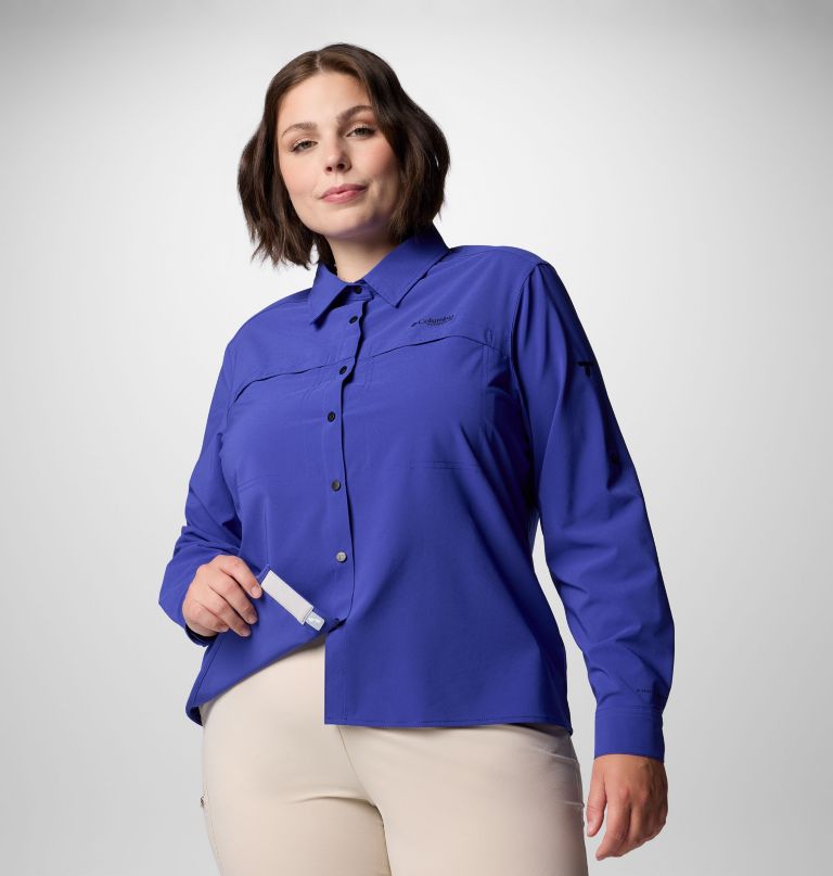 damen-langarmshirt summit valley aus gewebtem stoff – Übergröße