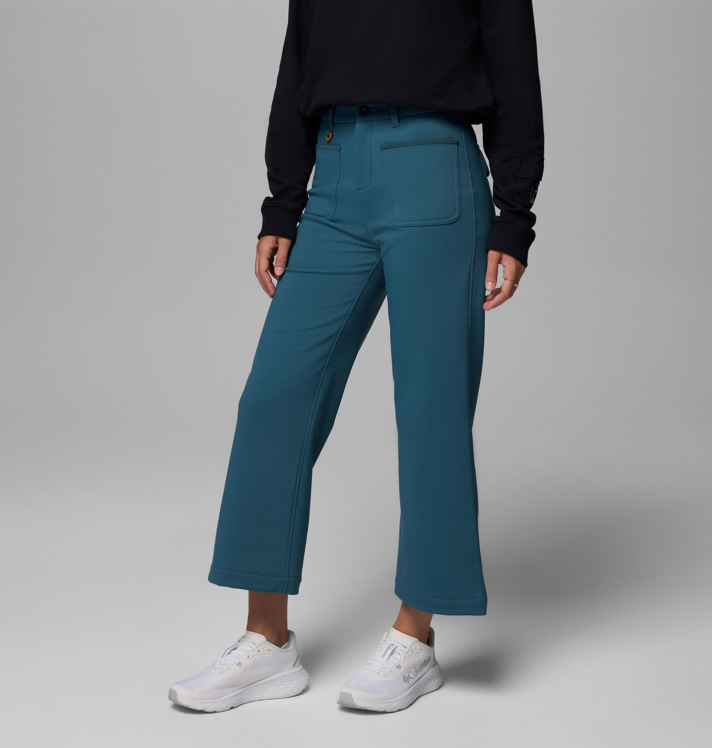 damen high cascades softshellhose mit weitem bein