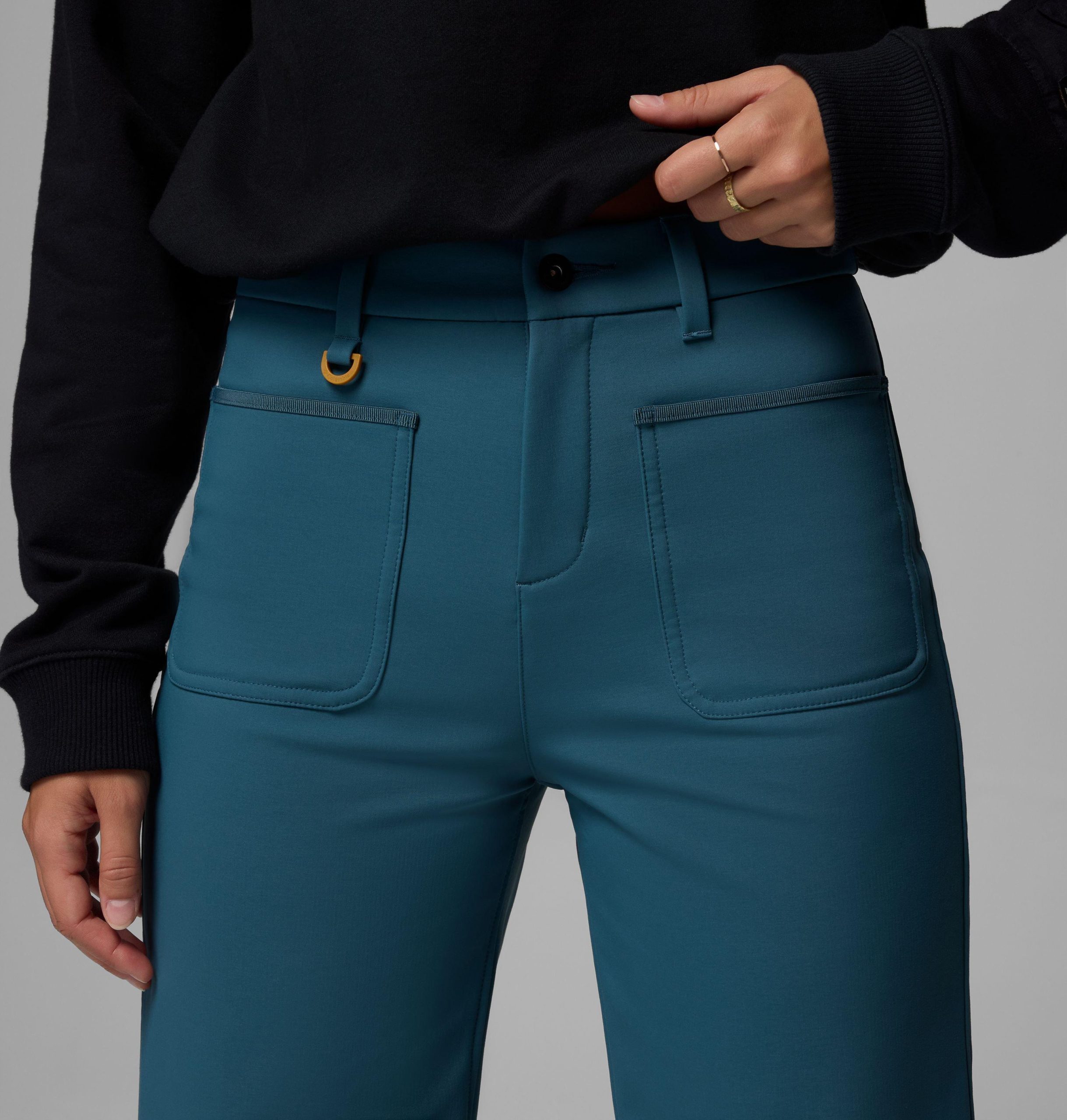 damen high cascades softshellhose mit weitem bein