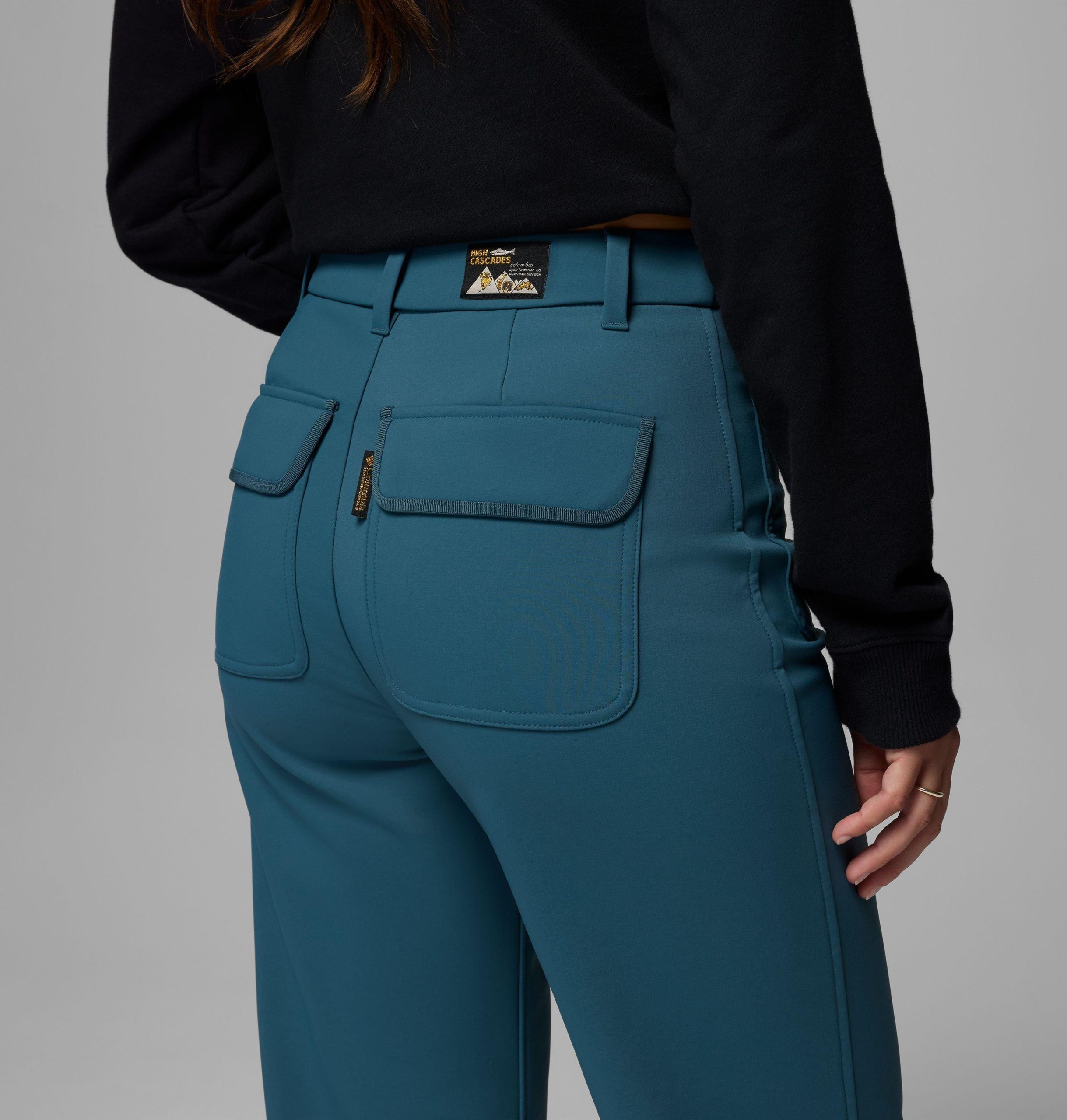 damen high cascades softshellhose mit weitem bein