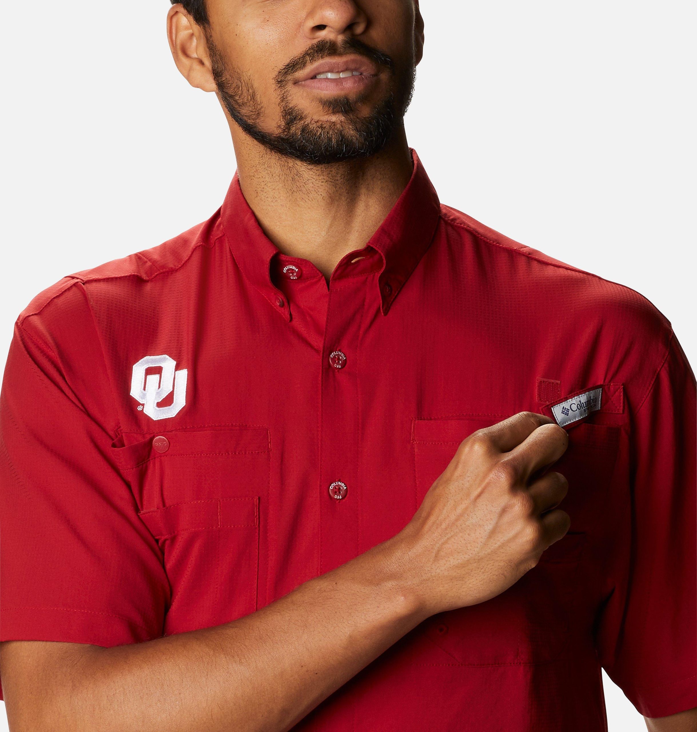 pfg tamiami kurzarm-herrenhemd für college-fans – oklahoma
