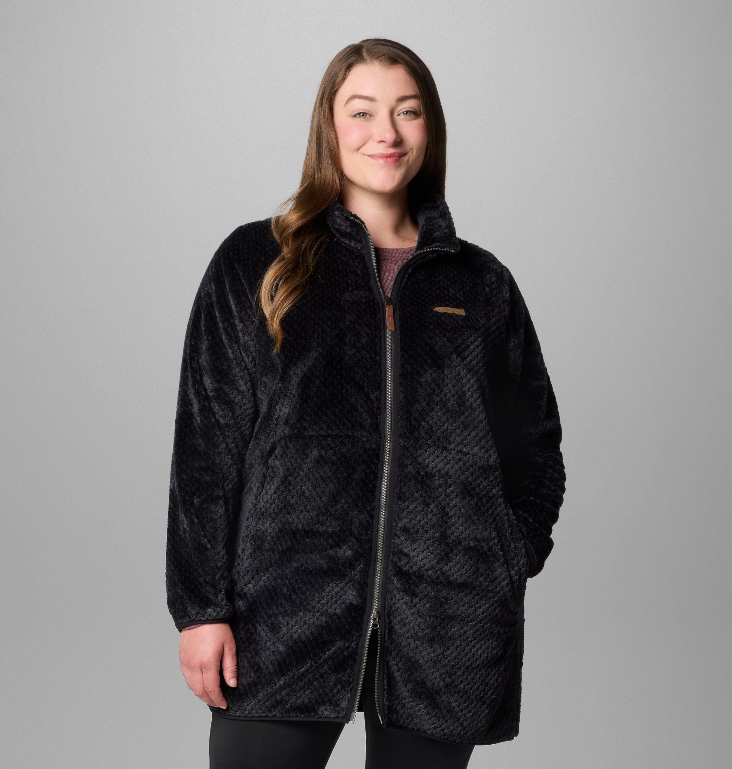 fire side fleecejacke mit langem durchgehendem reißverschluss für damen – Übergröße