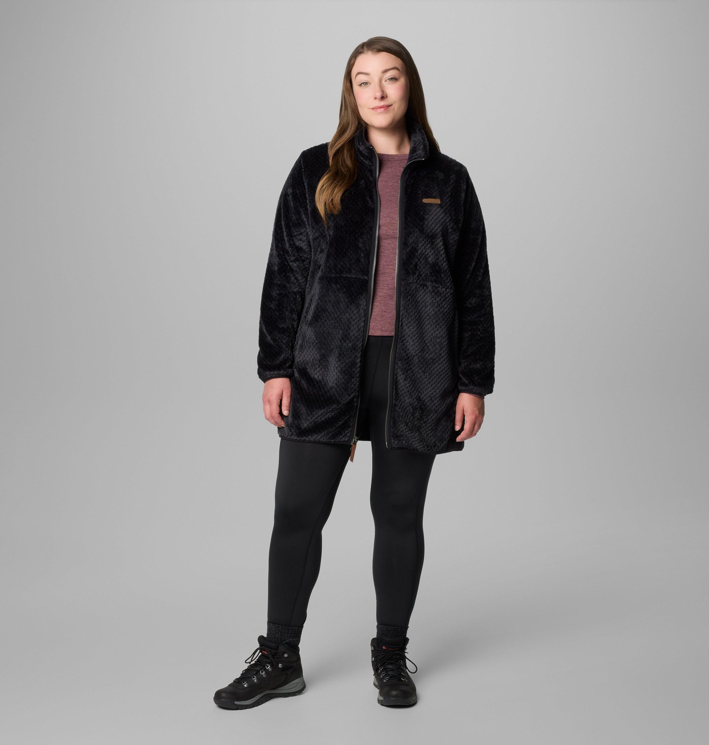 fire side fleecejacke mit langem durchgehendem reißverschluss für damen – Übergröße