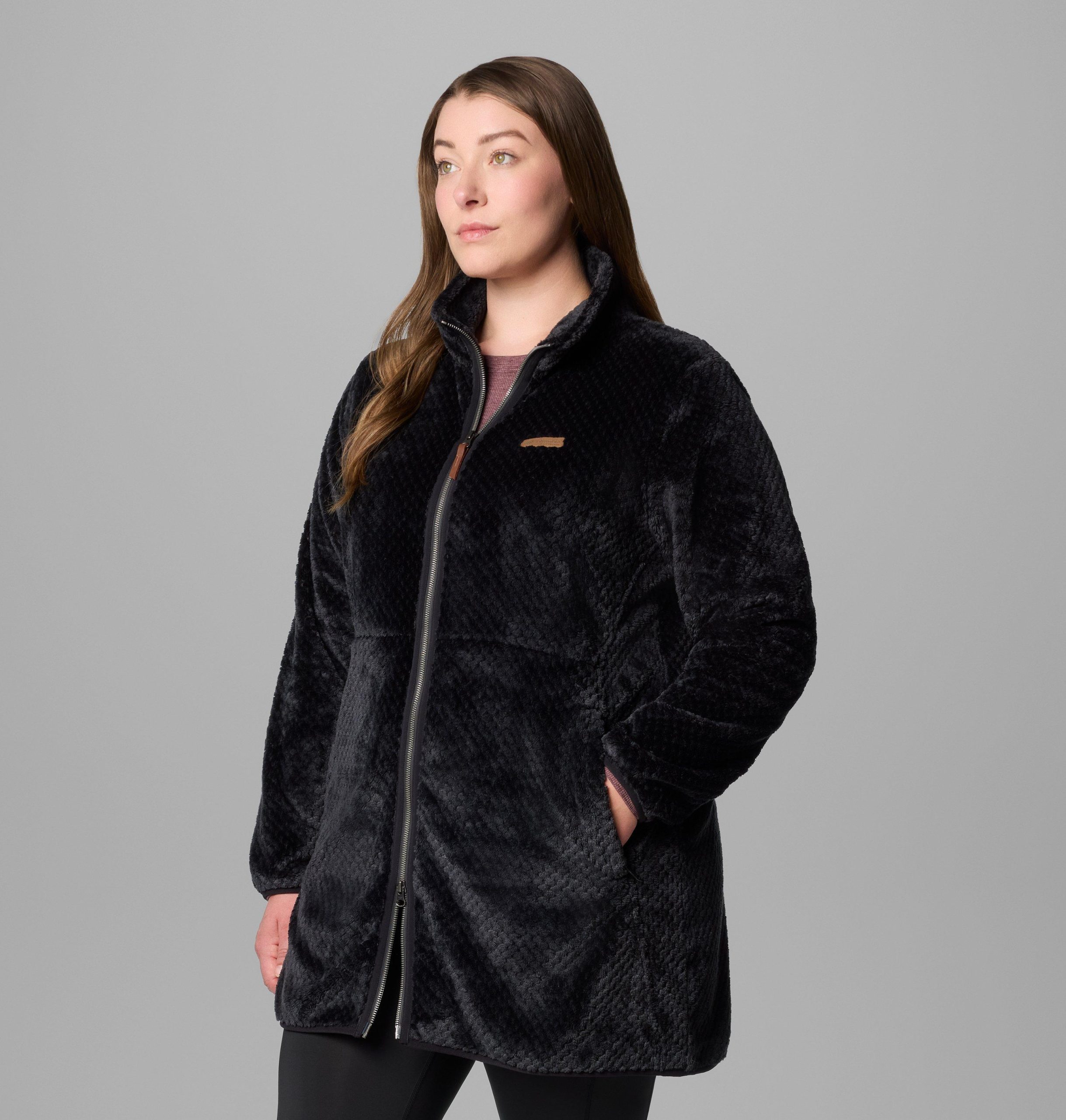 fire side fleecejacke mit langem durchgehendem reißverschluss für damen – Übergröße