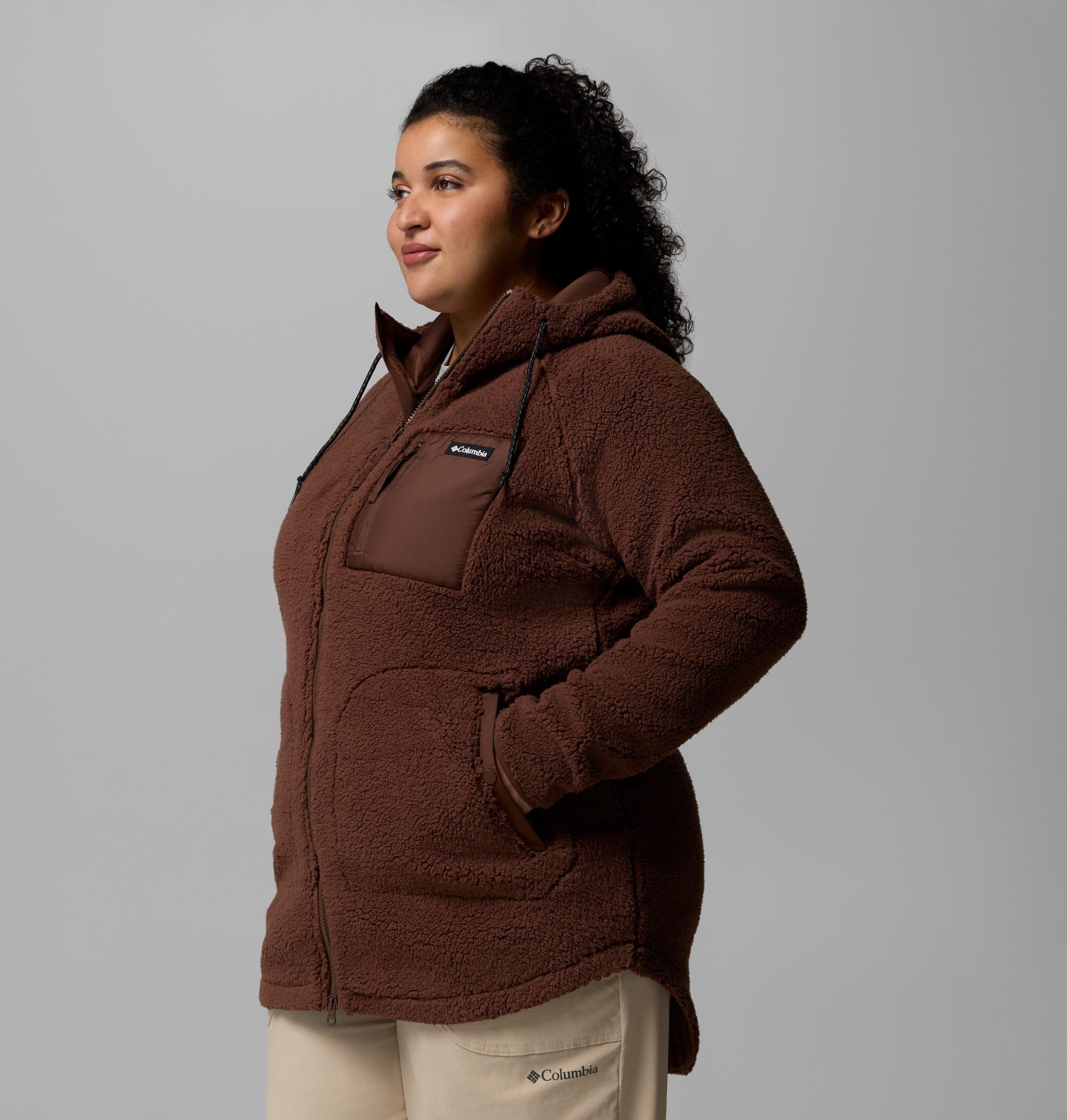damen winterwärmender kapuzenpullover mit durchgehendem reißverschluss – Übergröße