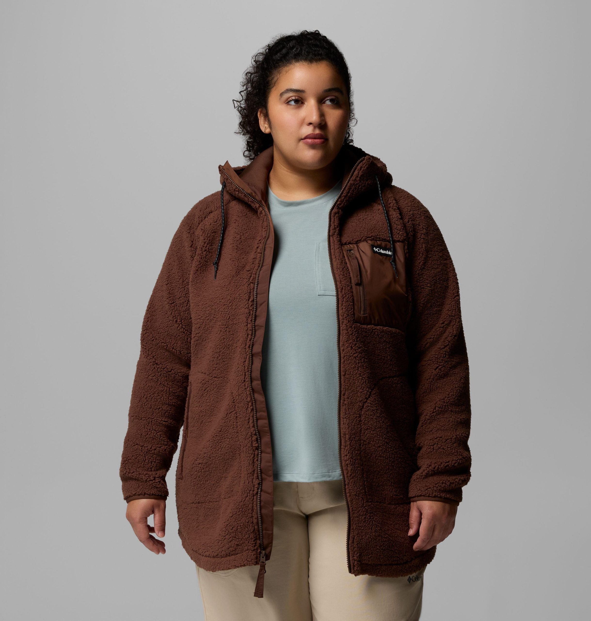 damen winterwärmender kapuzenpullover mit durchgehendem reißverschluss – Übergröße