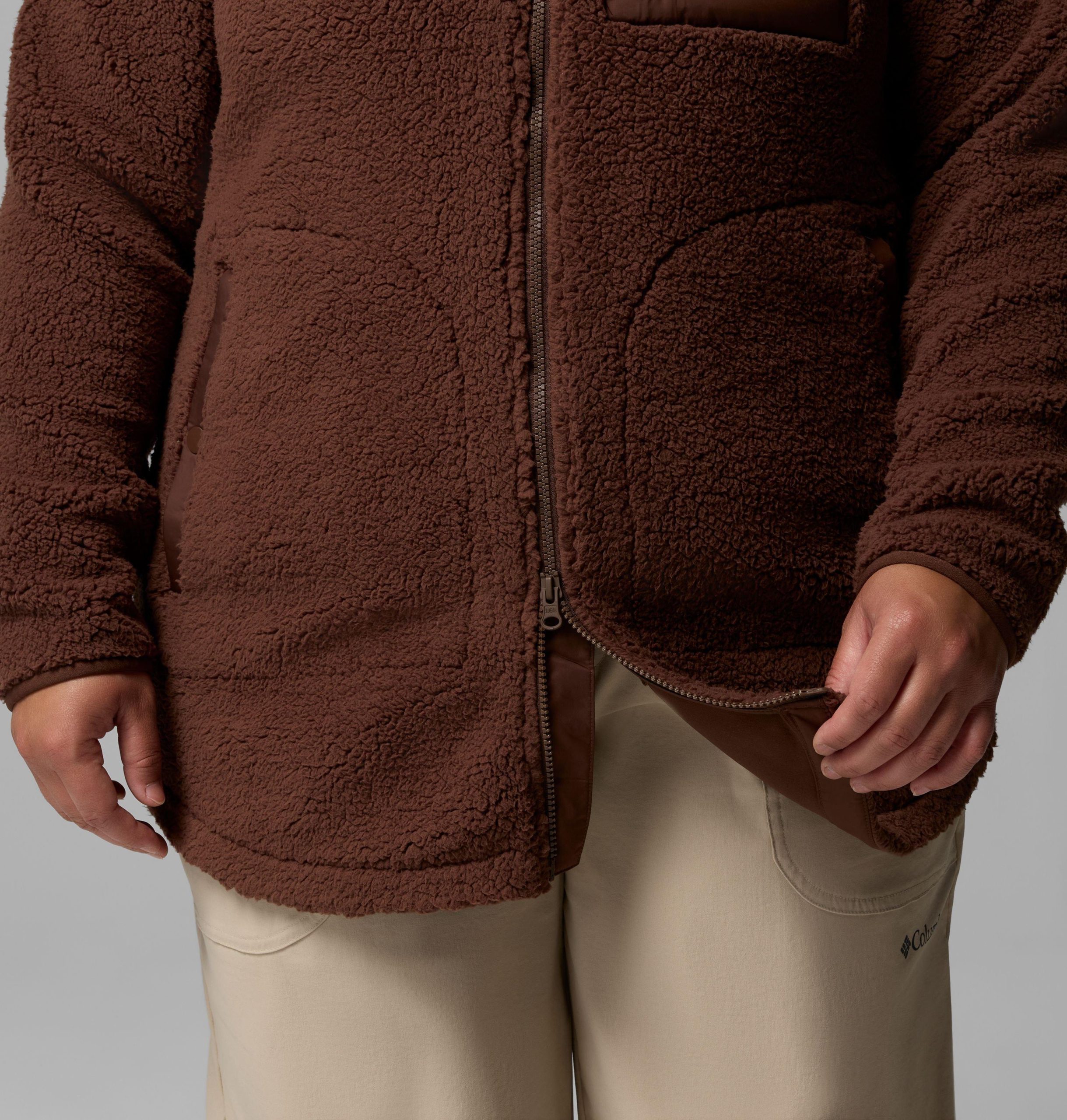 damen winterwärmender kapuzenpullover mit durchgehendem reißverschluss – Übergröße