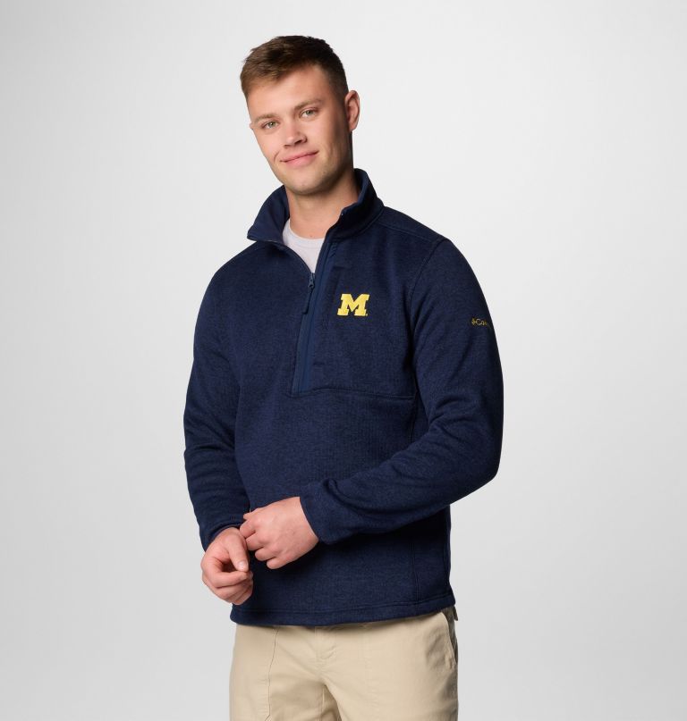 herren-fleecepullover mit halbem reißverschluss modell collegiate sweater weather - michigan